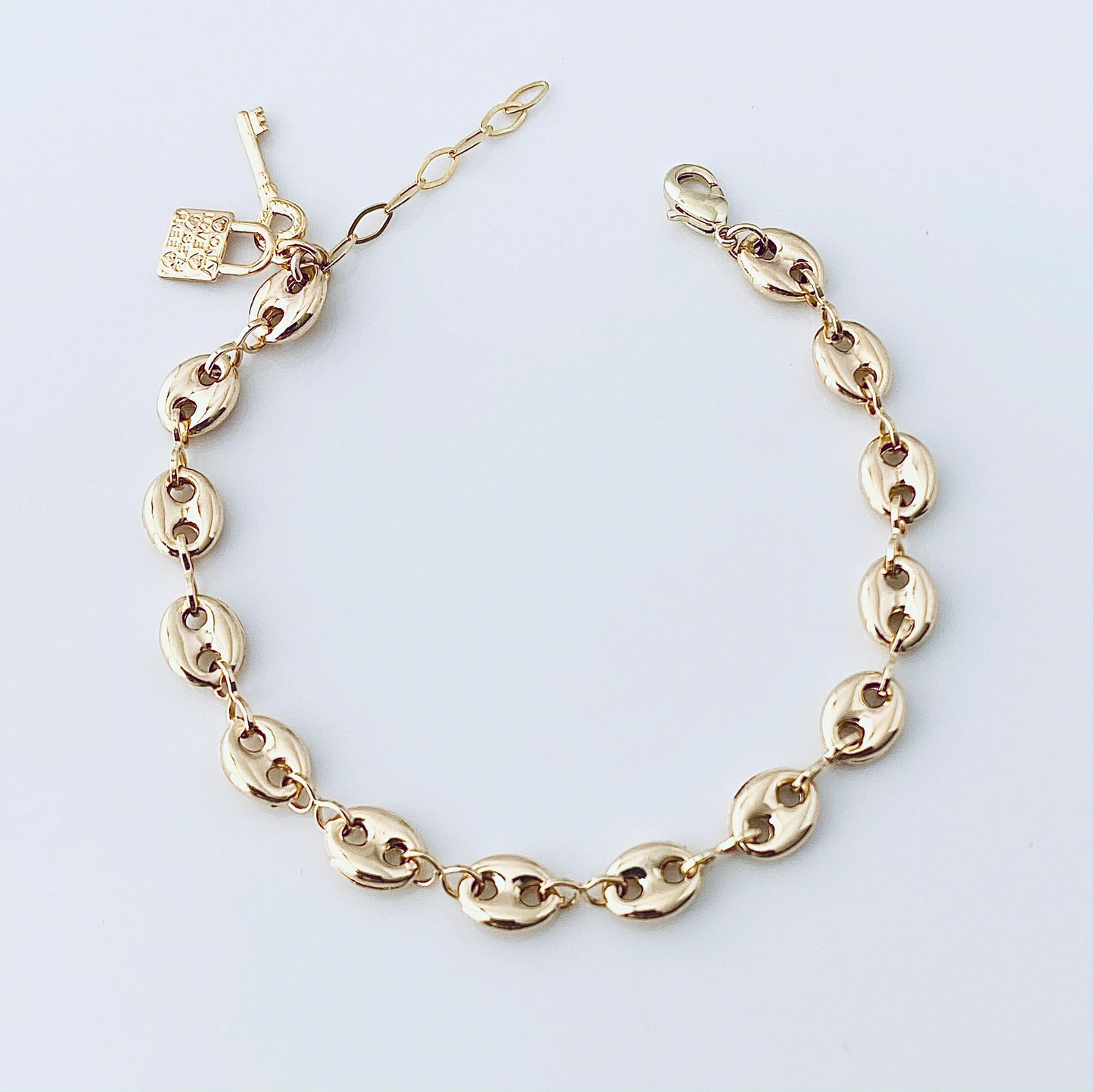 The Pam Puff Link Bracelet in Gold - SpiritedBoutiques Boho Hippie Boutique Style Bracelet, Modern Opus