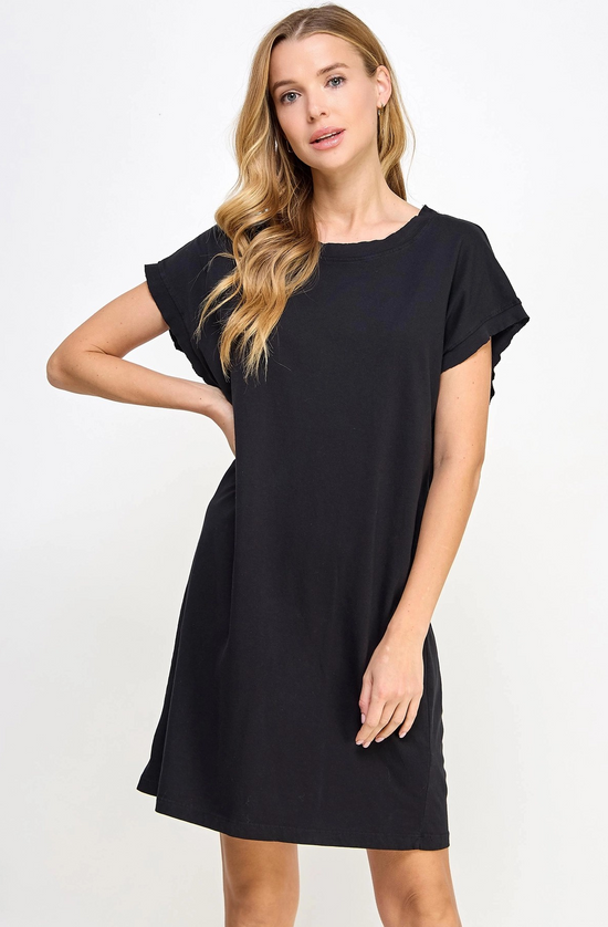 Final Sale Maria Mini Tee Dress in Black