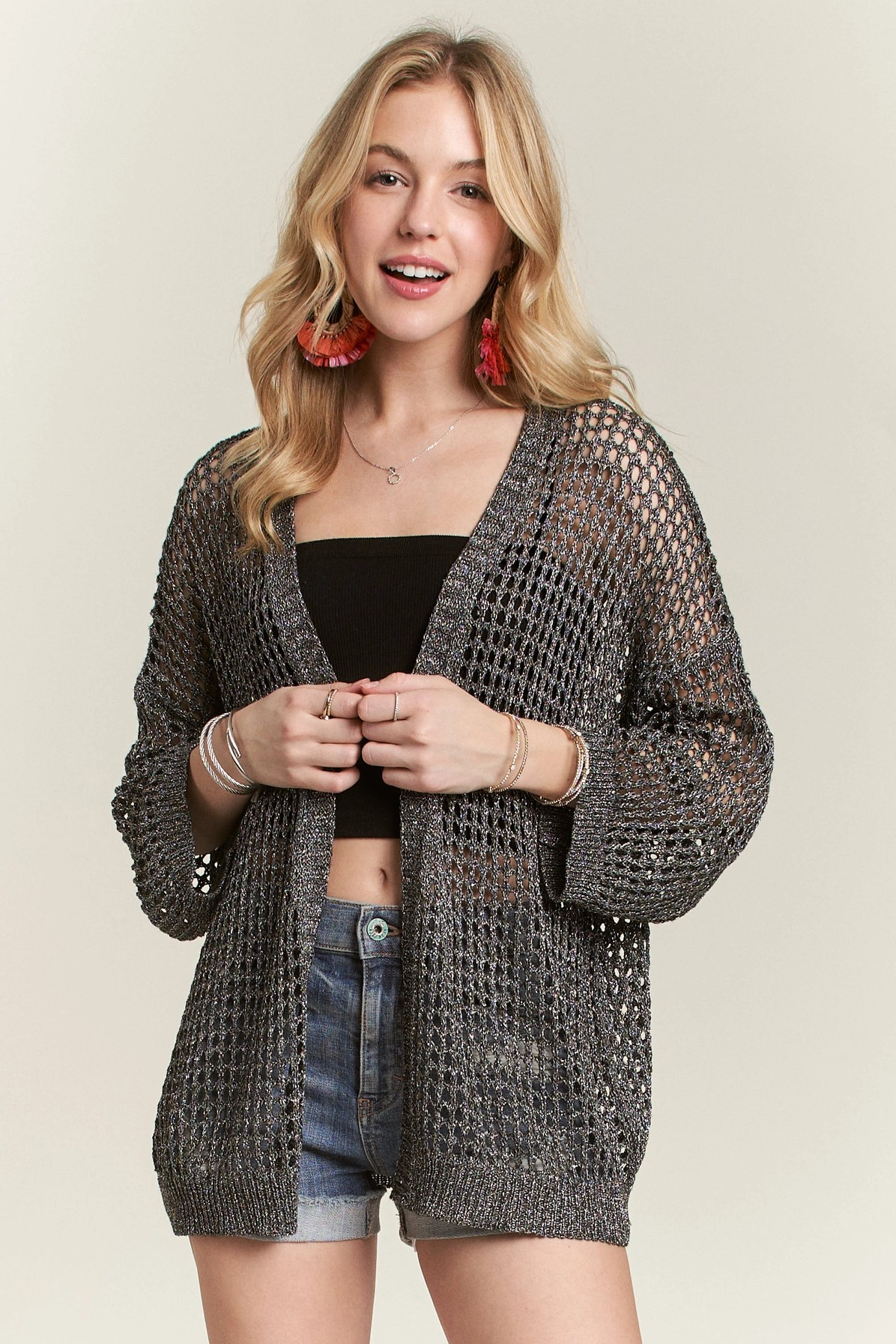 Final Sale The Claire Crochet Cardigan in Black