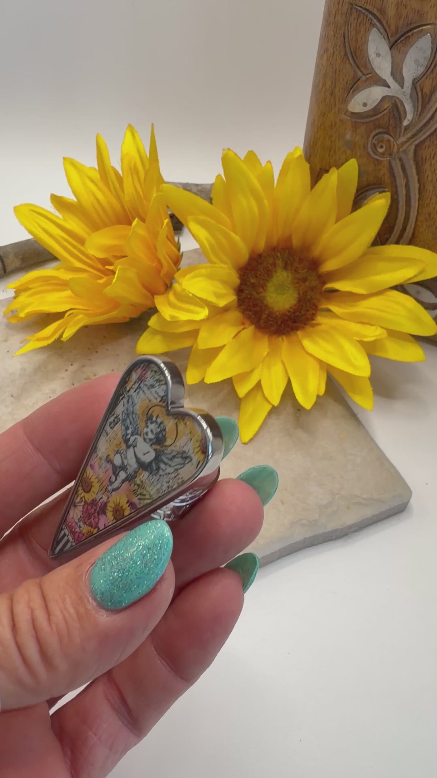 Spirit Lala: Large Angel Pop Art Heart Adjustable Ring