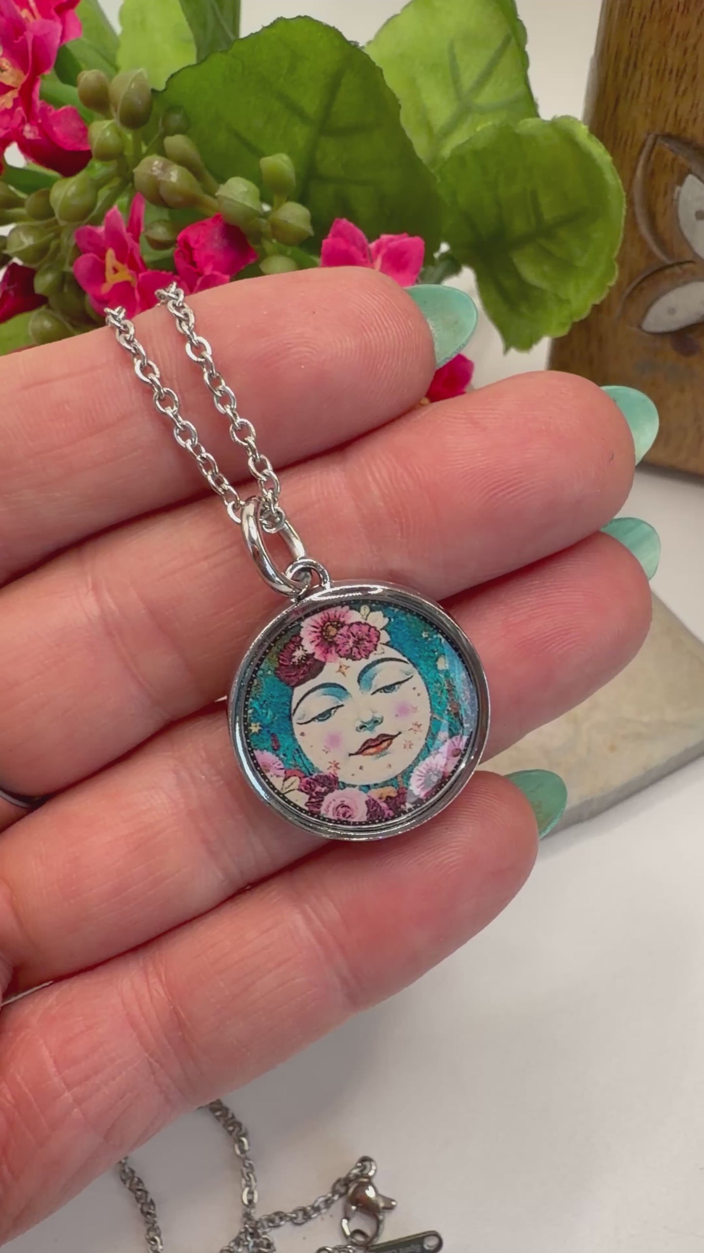 Spirit Lala: Moon Face Pop Art Pendant Necklace