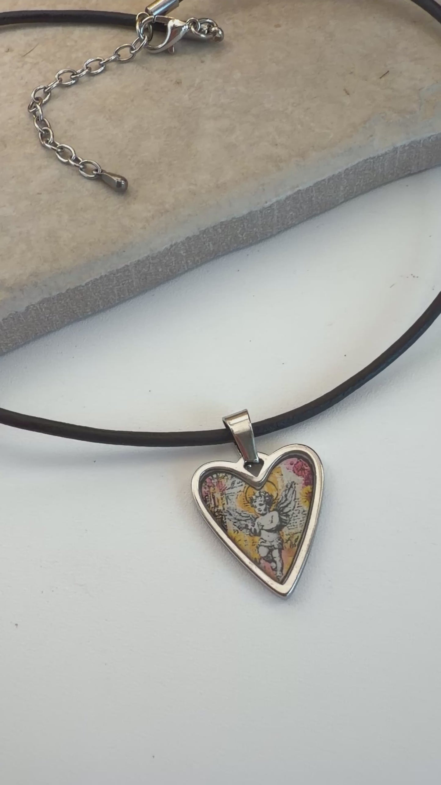 Spirit Lala: Angel Pop Art Heart Choker Leather Necklace