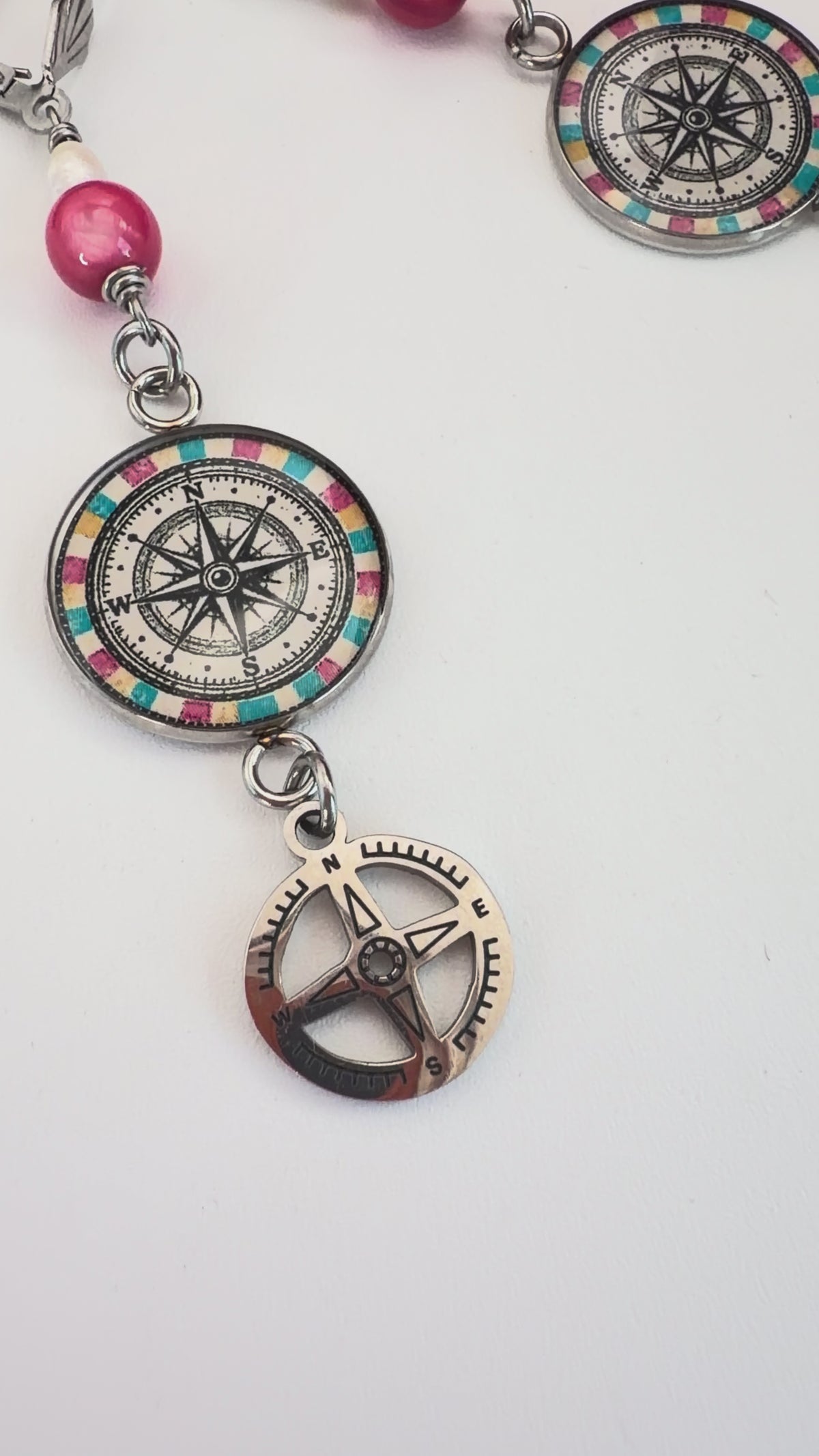 Spirit Lala: Nautical Compass Circle Bead Drop Earrings