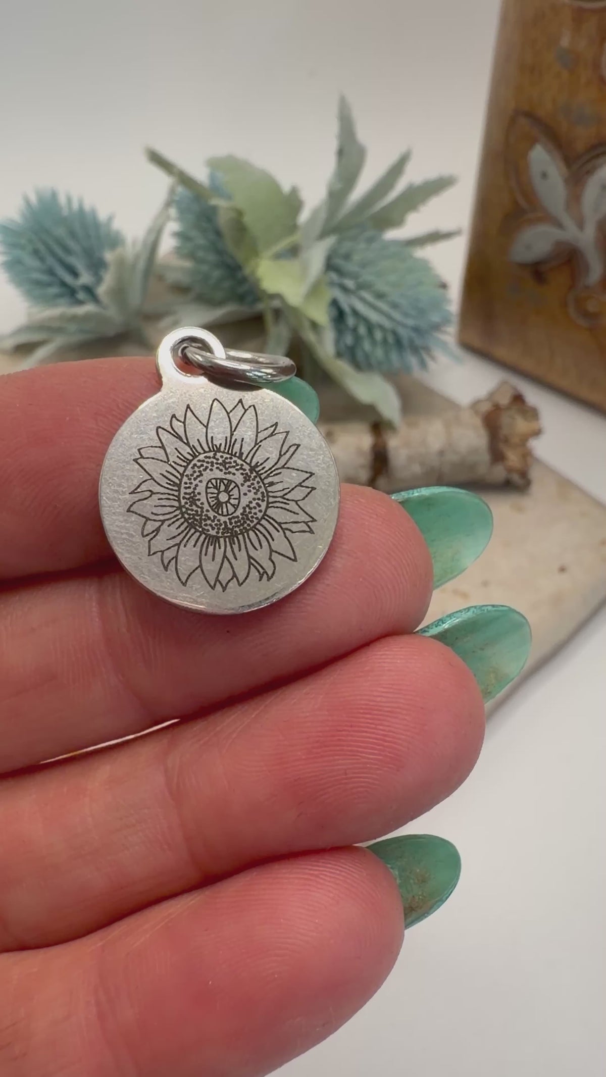 Spirit Lala: Plant & Insect Stainless Circle Charm Pendant Necklace