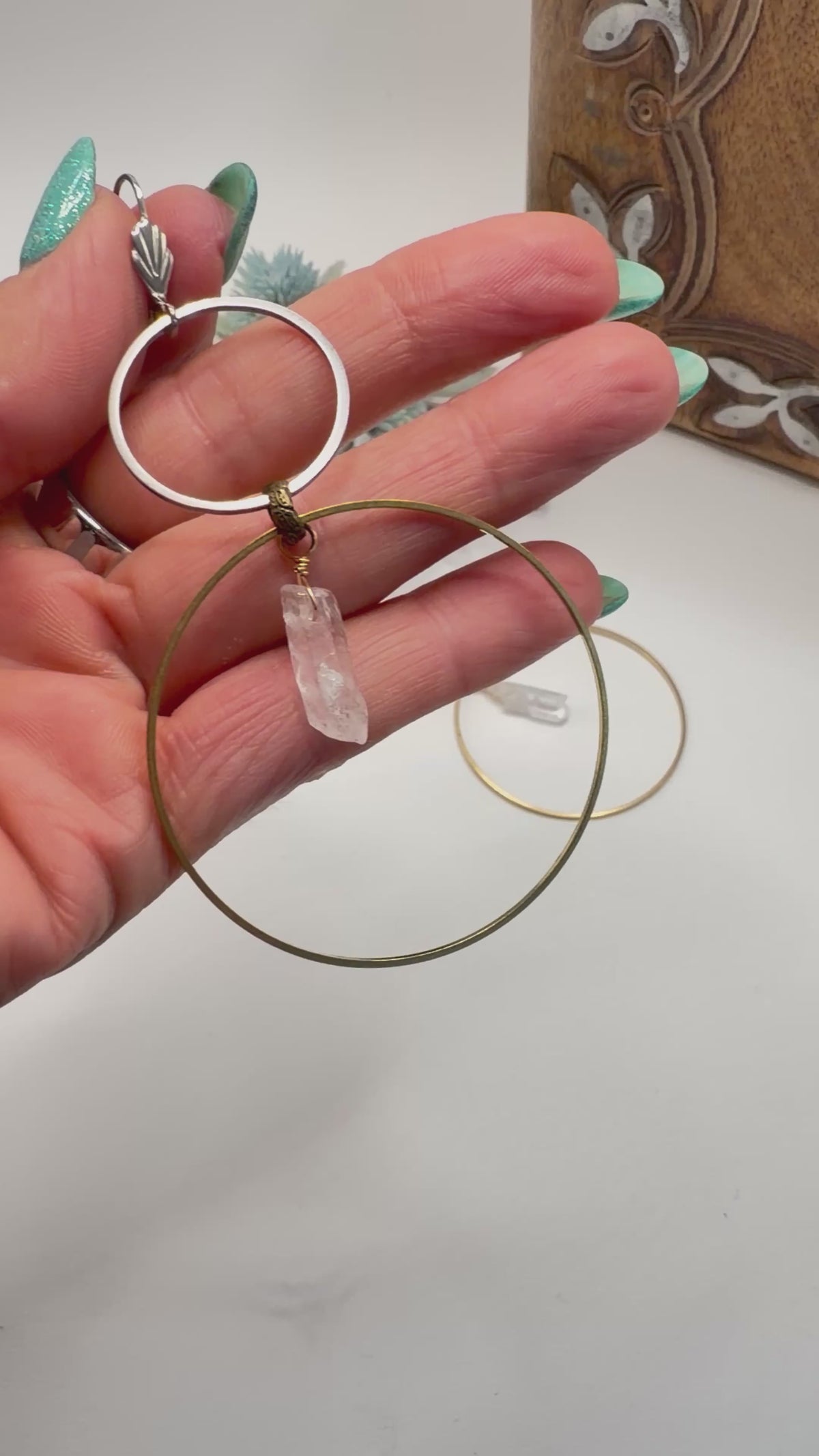 Spirit Lala Boho: Doubled Up O-Ring Smokey Quartz Drop Earrings
