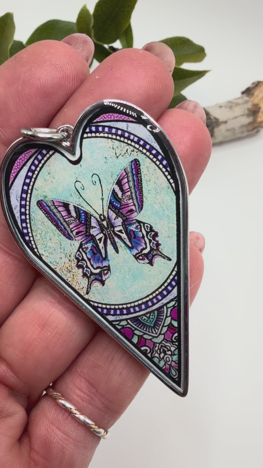 Spirit Lala: Large Vintage Butterfly Heart Pendant Necklace