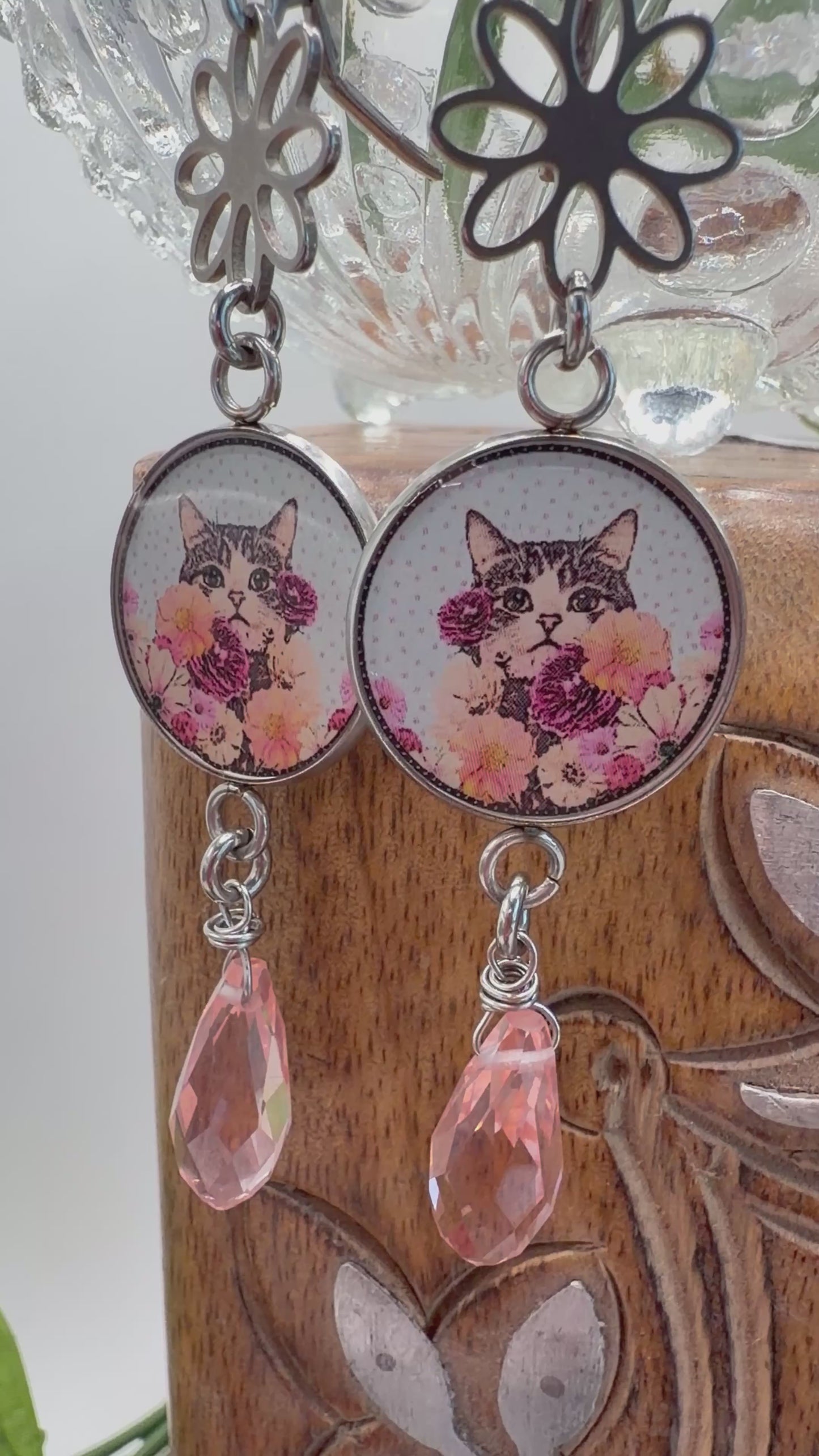 Spirit Lala: Cat Pop Art Charm Drop Earrings