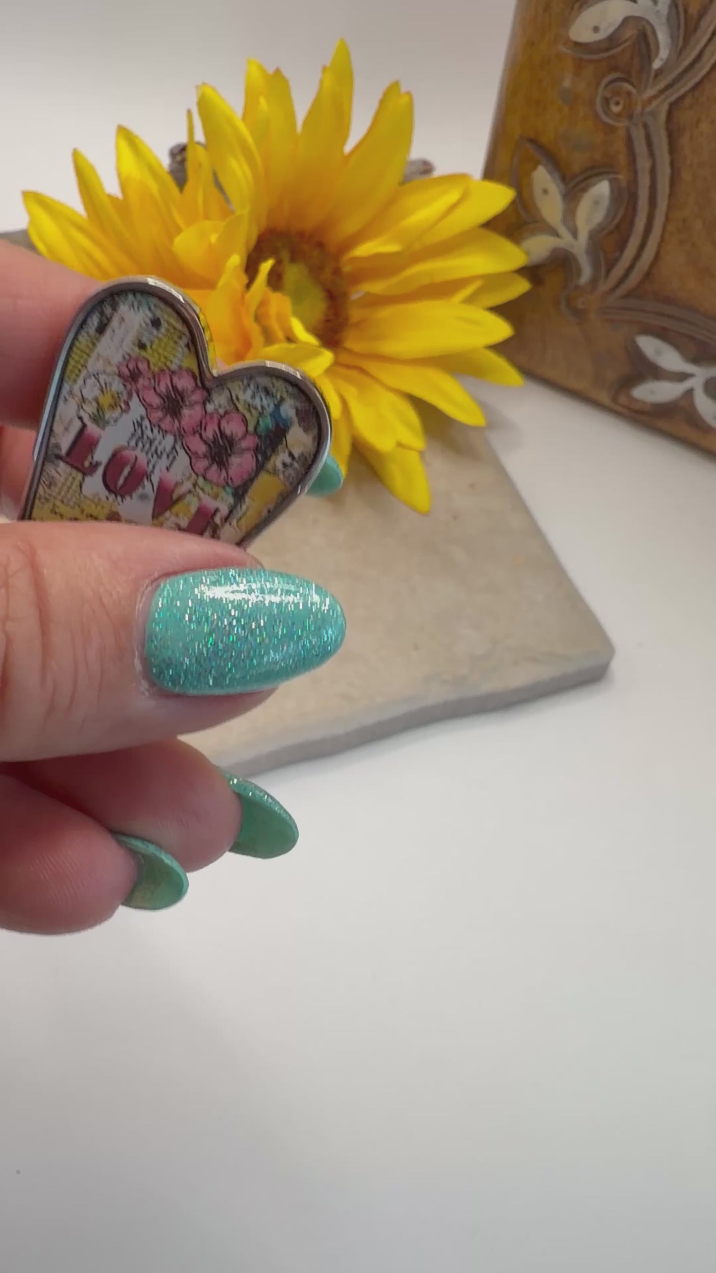 Spirit Lala: Large Love Pop Art Heart Adjustable Ring
