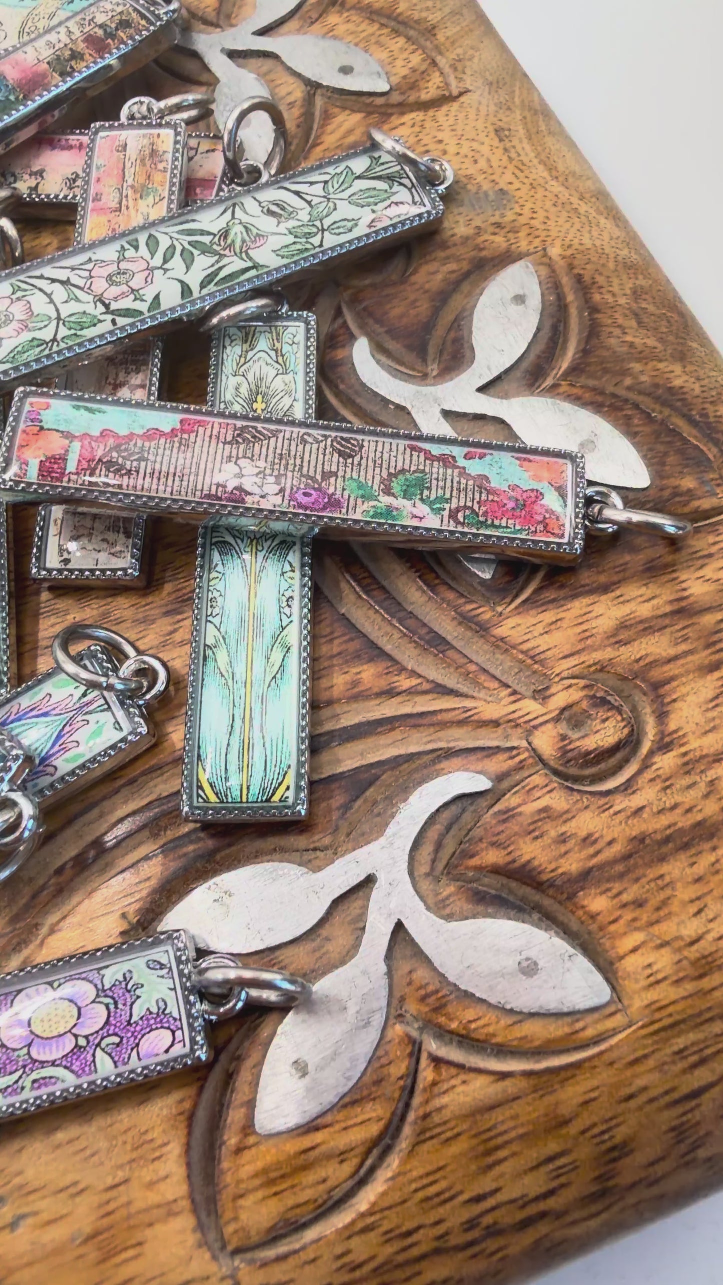 Spirit Lala: "Just Begin" Floral Rectangle Pendant Necklace
