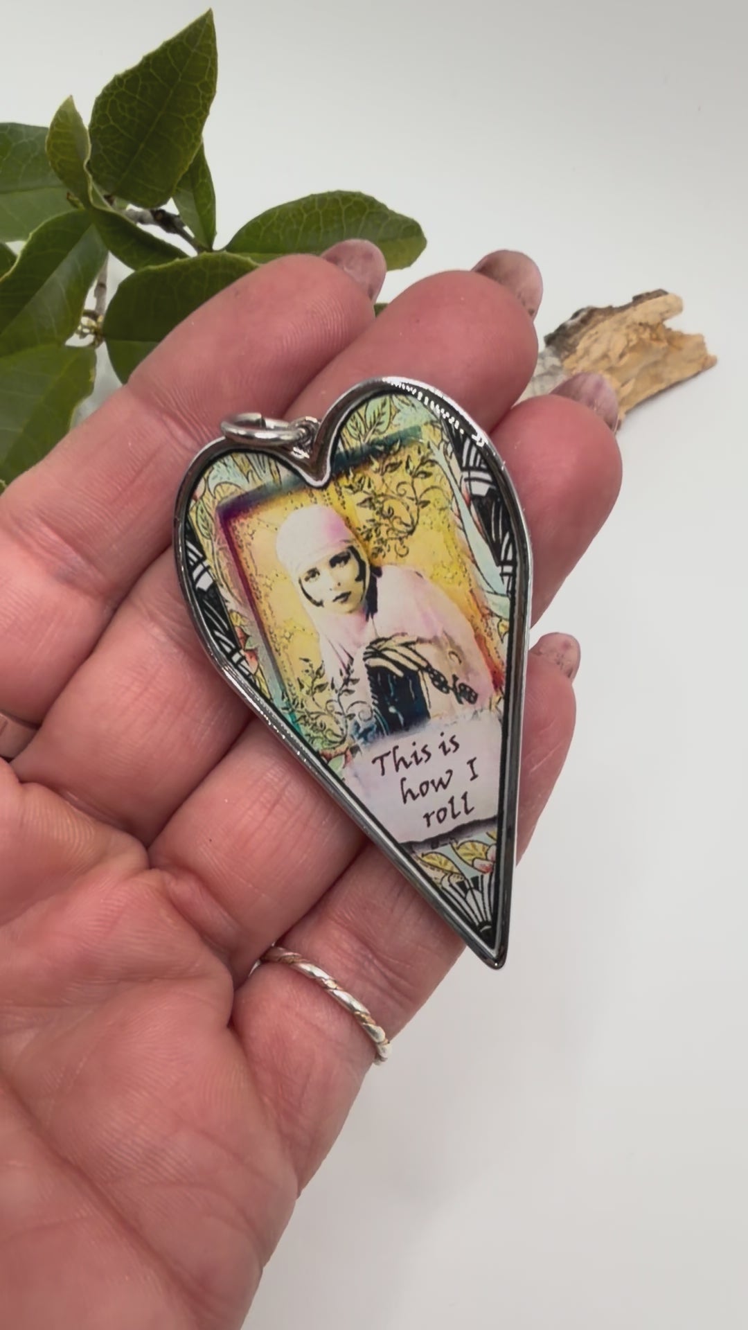 Spirit Lala: Large "How I Roll" Heart Pendant Necklace