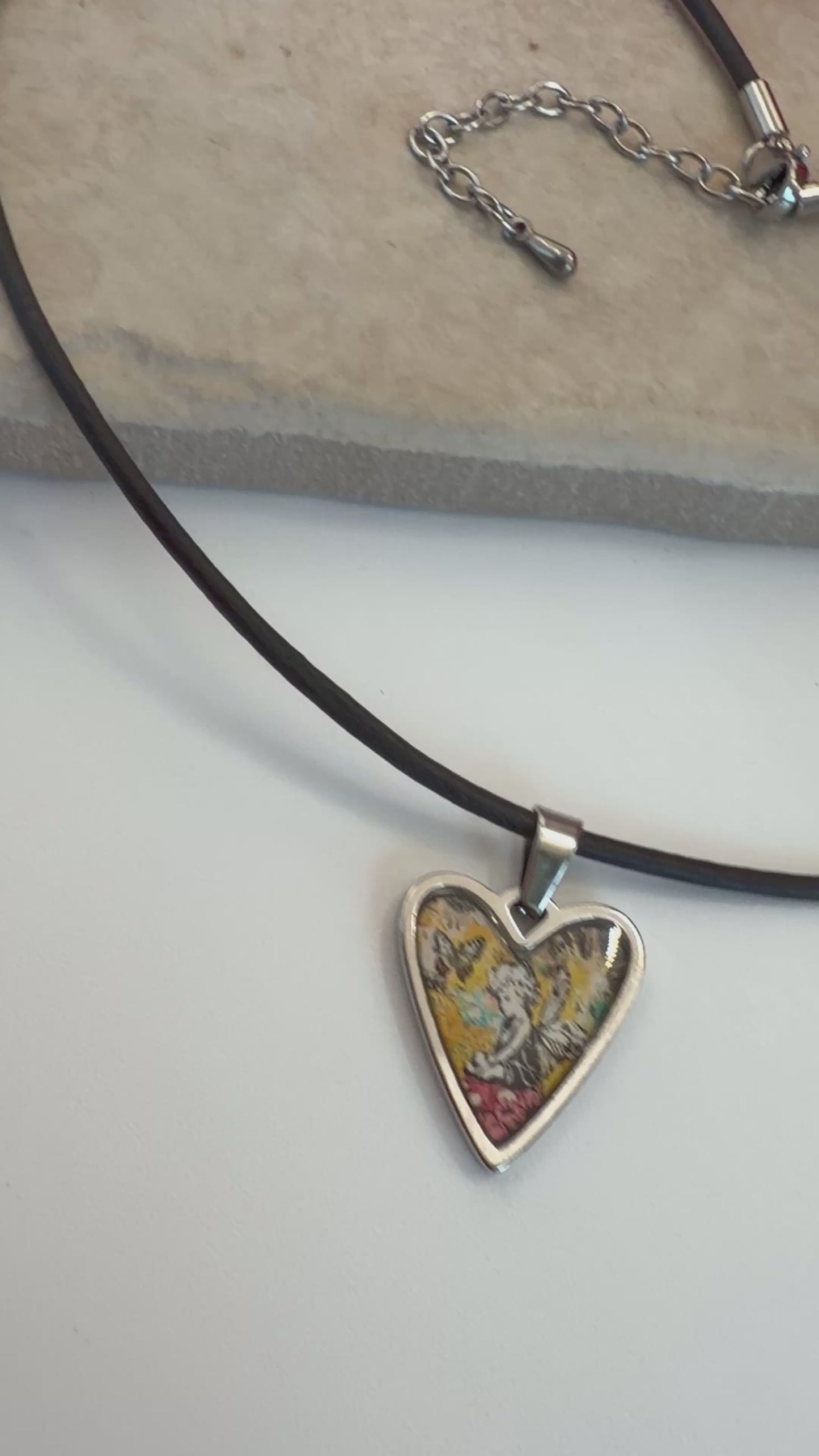 Spirit Lala: Mushroom Angel Pop Art Heart Choker Leather Necklace