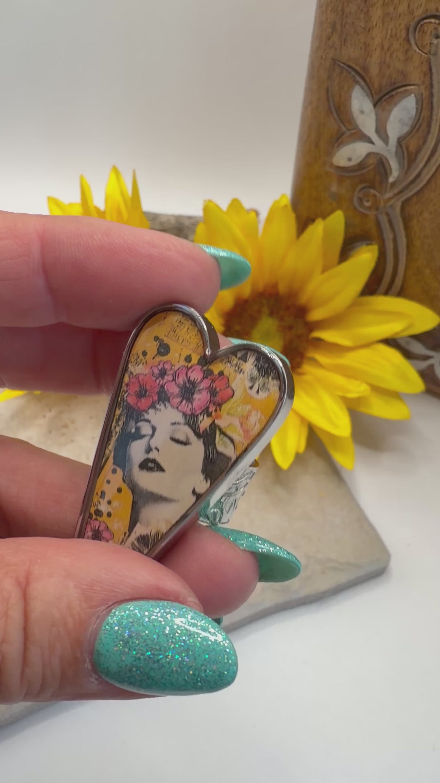 Spirit Lala: Large Woman Pop Art Heart Adjustable Ring