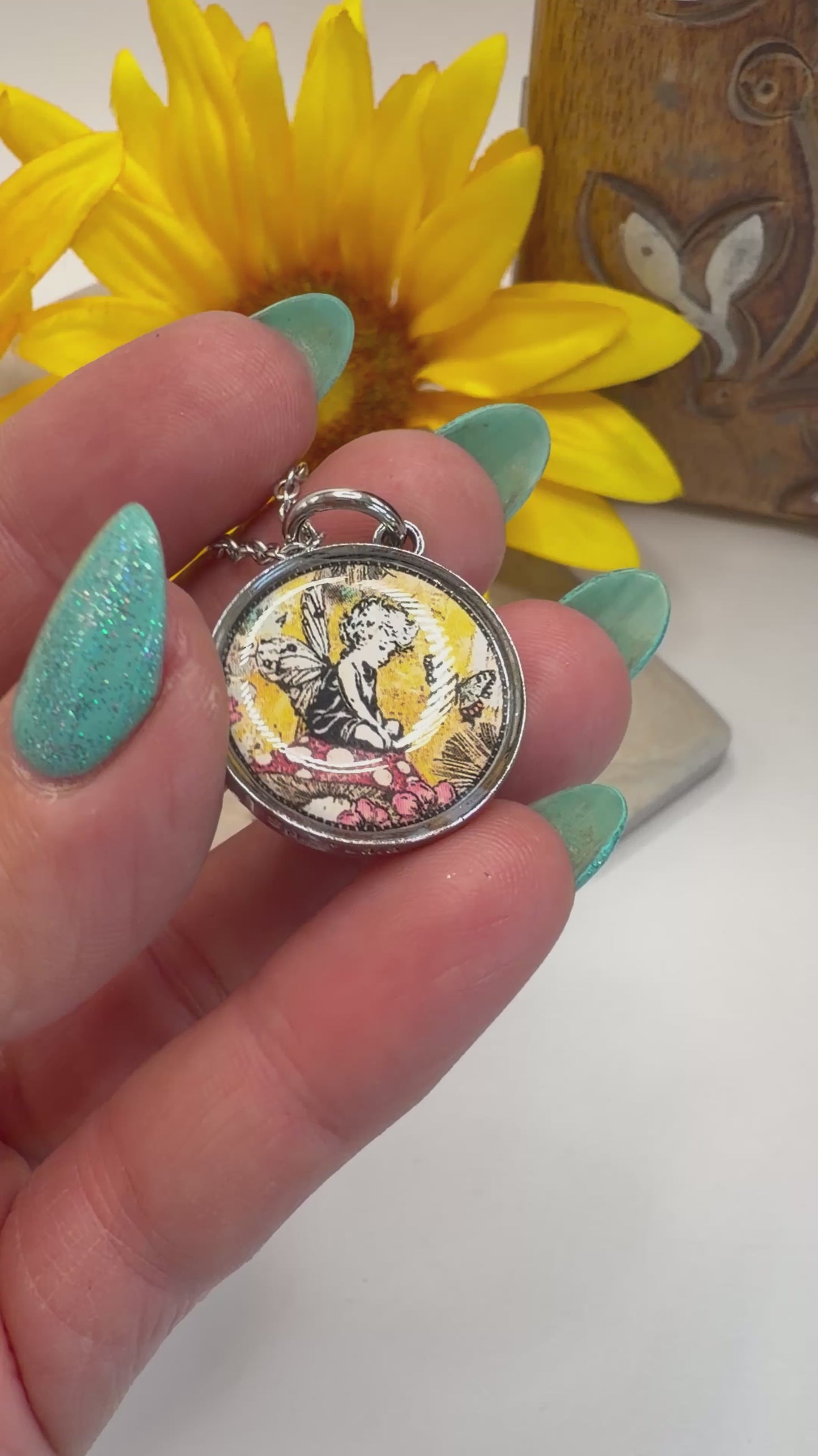 Spirit Lala: Mushroom Angel Pop Art Pendant Necklace
