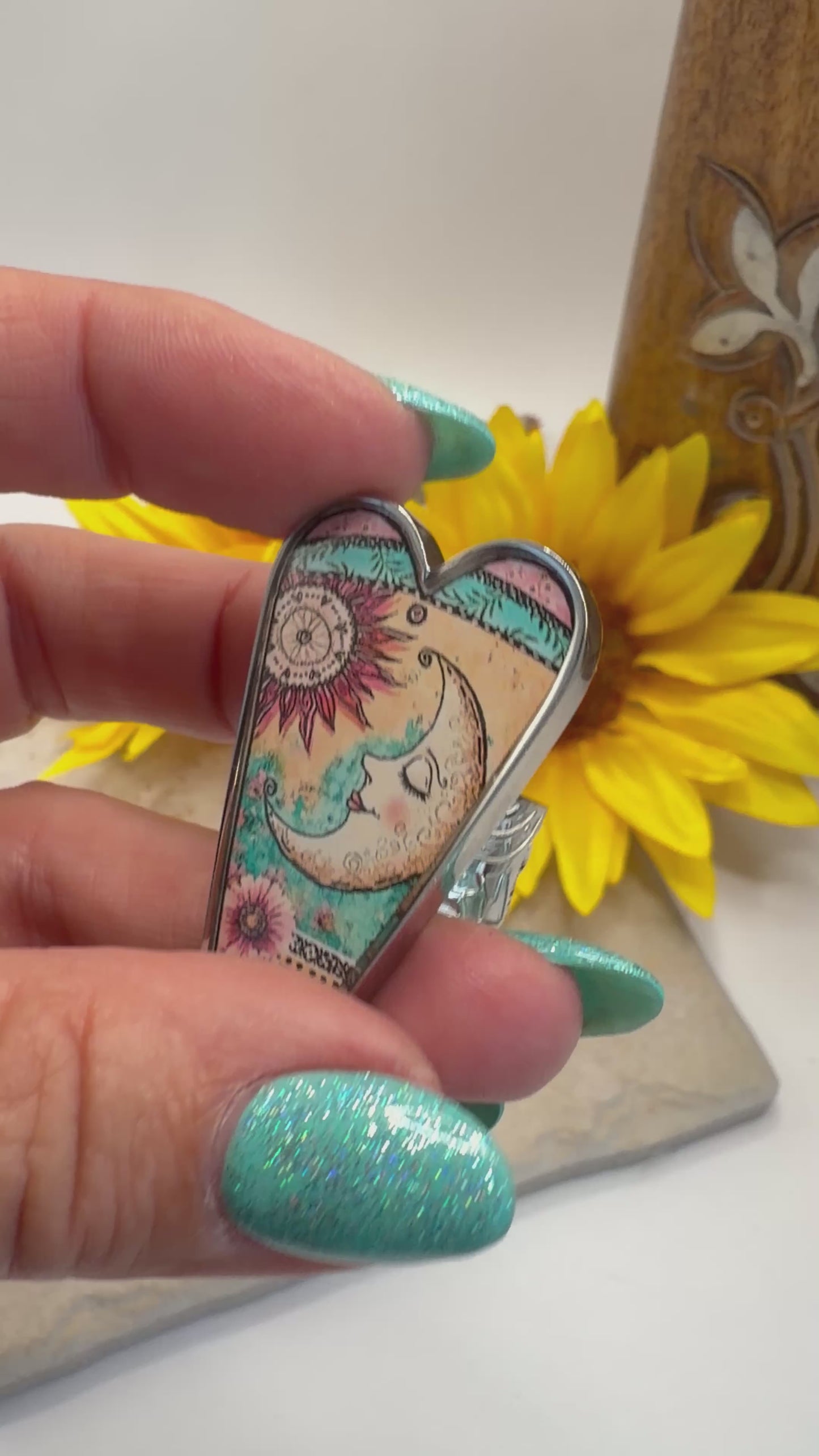 Spirit Lala: Large Sun Moon Pop Art Heart Adjustable Ring