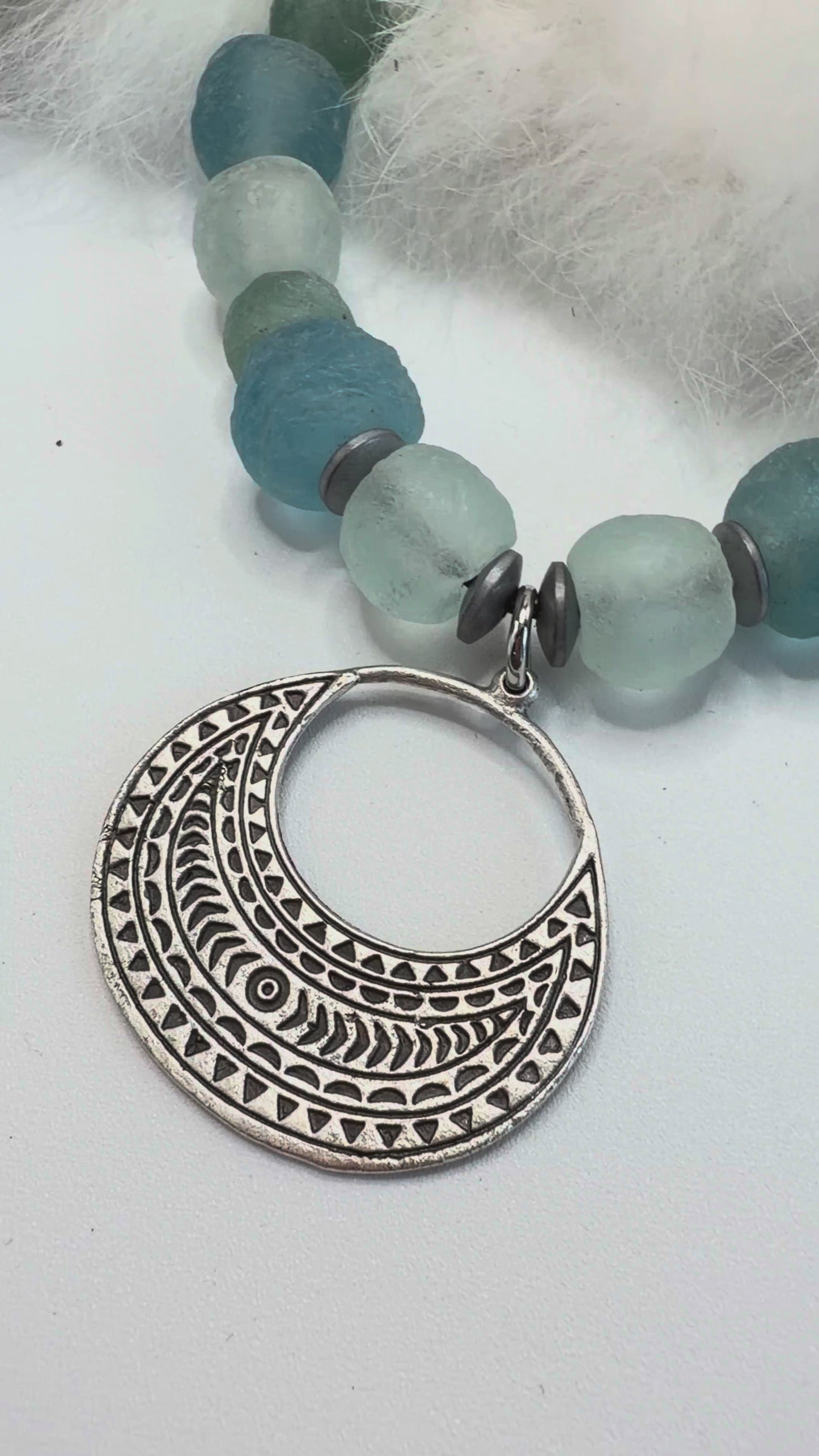 Spirit Lala Vintage Coin: Ocean Whisper Crescent Statement Necklace