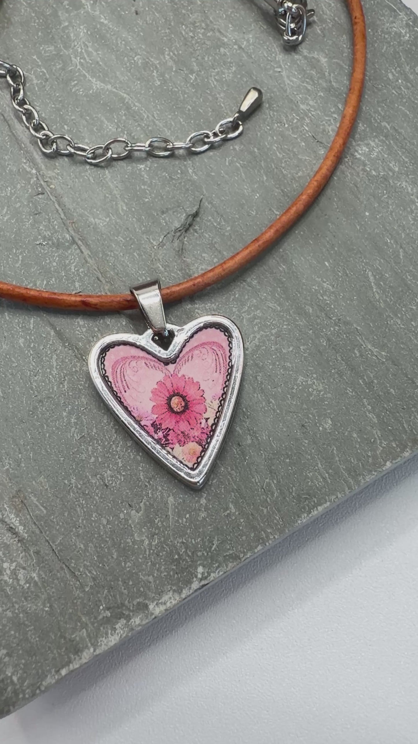 Spirit Lala: Flower Pop Art Heart Choker Leather Necklace