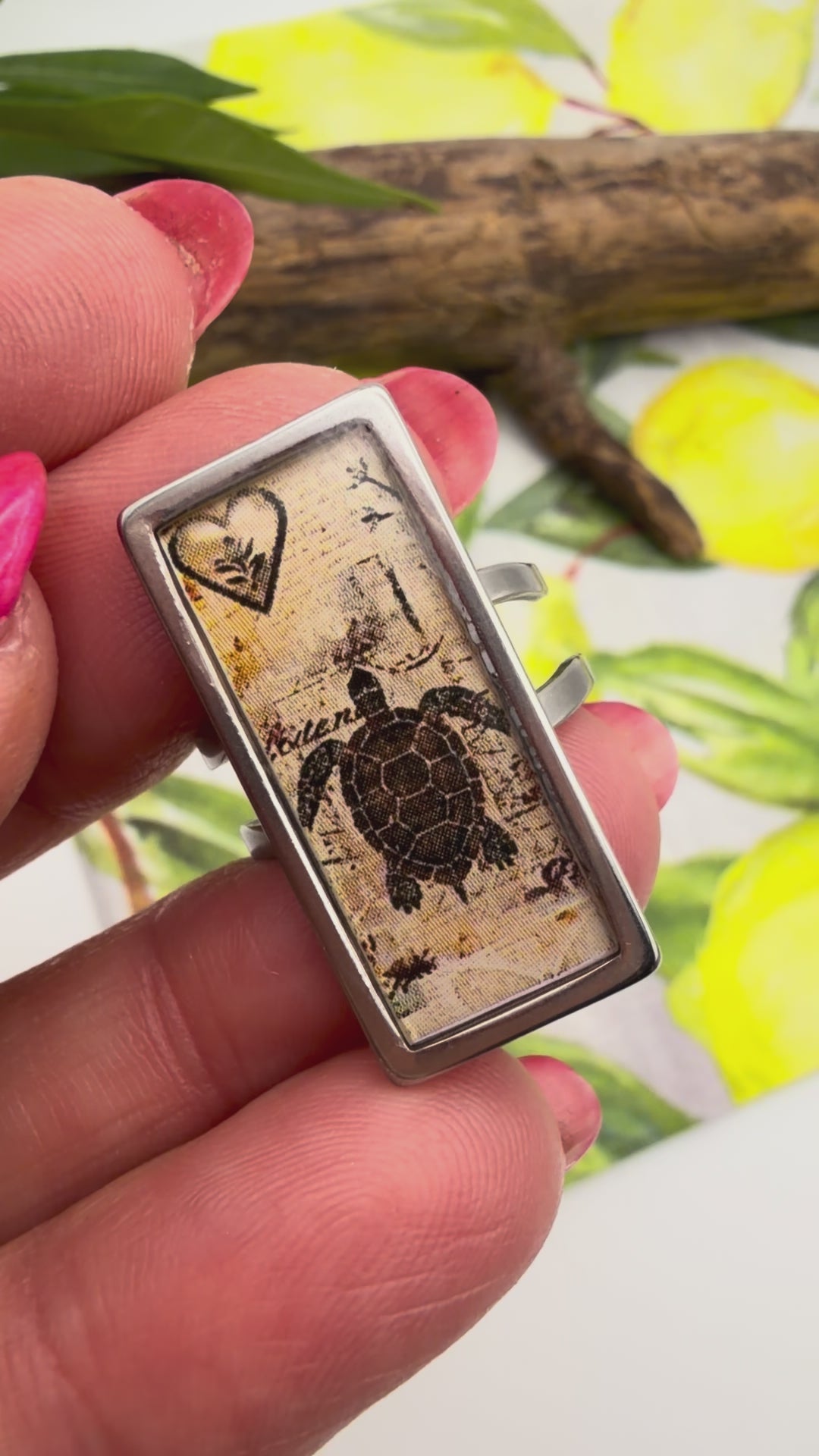 Nautical Design Rustic Rectangular Ring