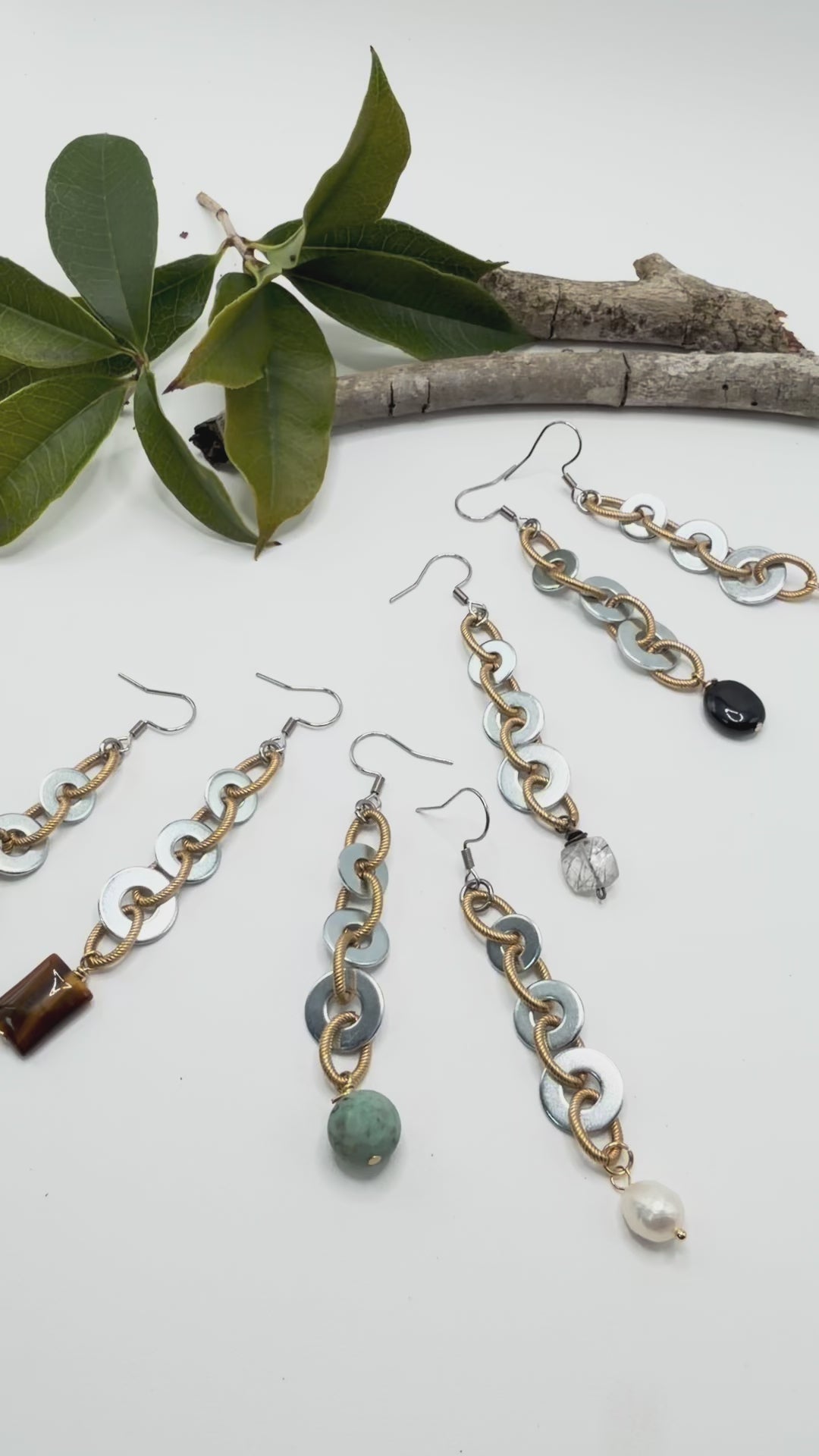Vintage Mixed Metal Pyrite Washer Earrings