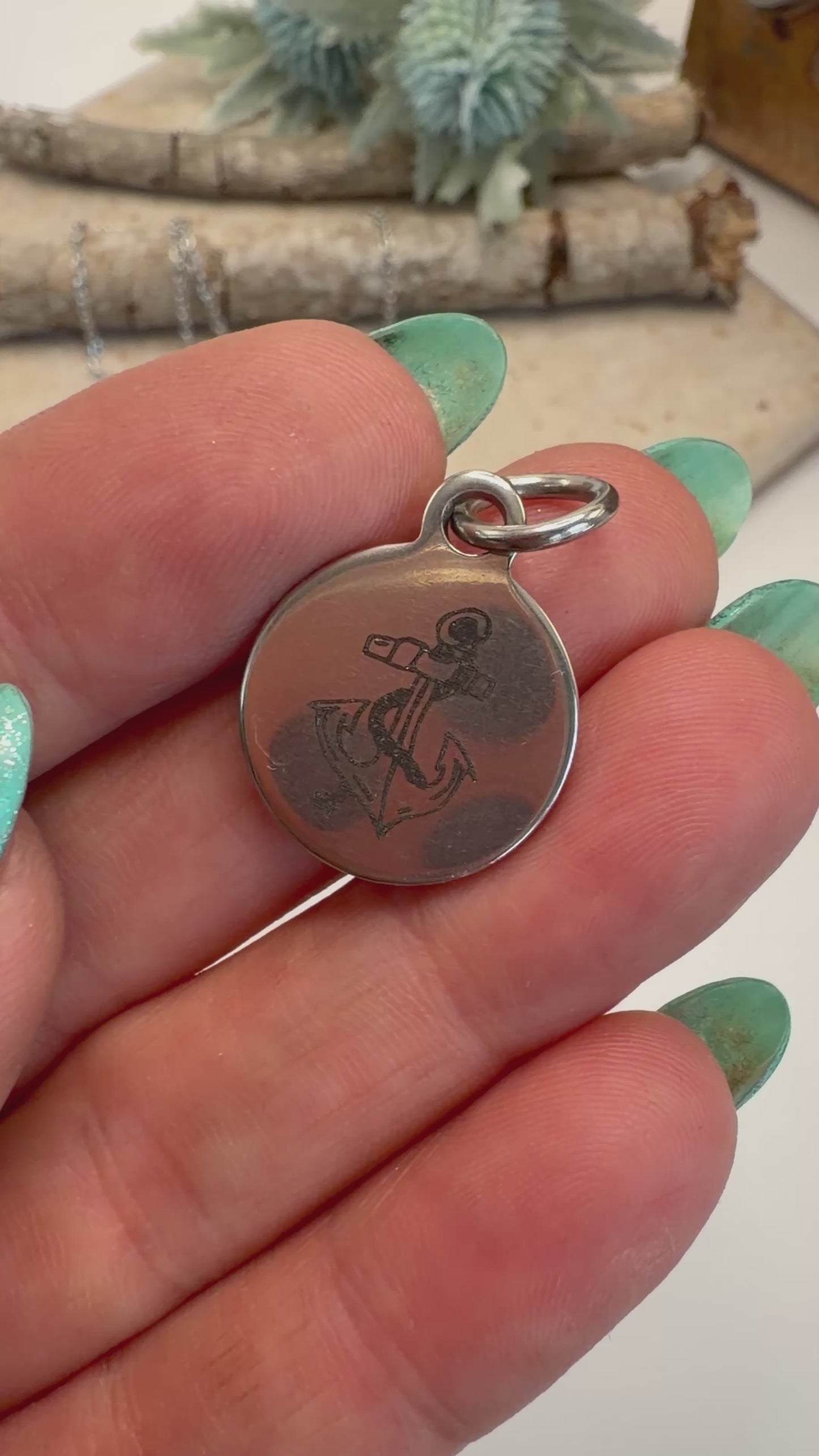 Spirit Lala: Nautical Stainless Circle Charm Pendant Necklace