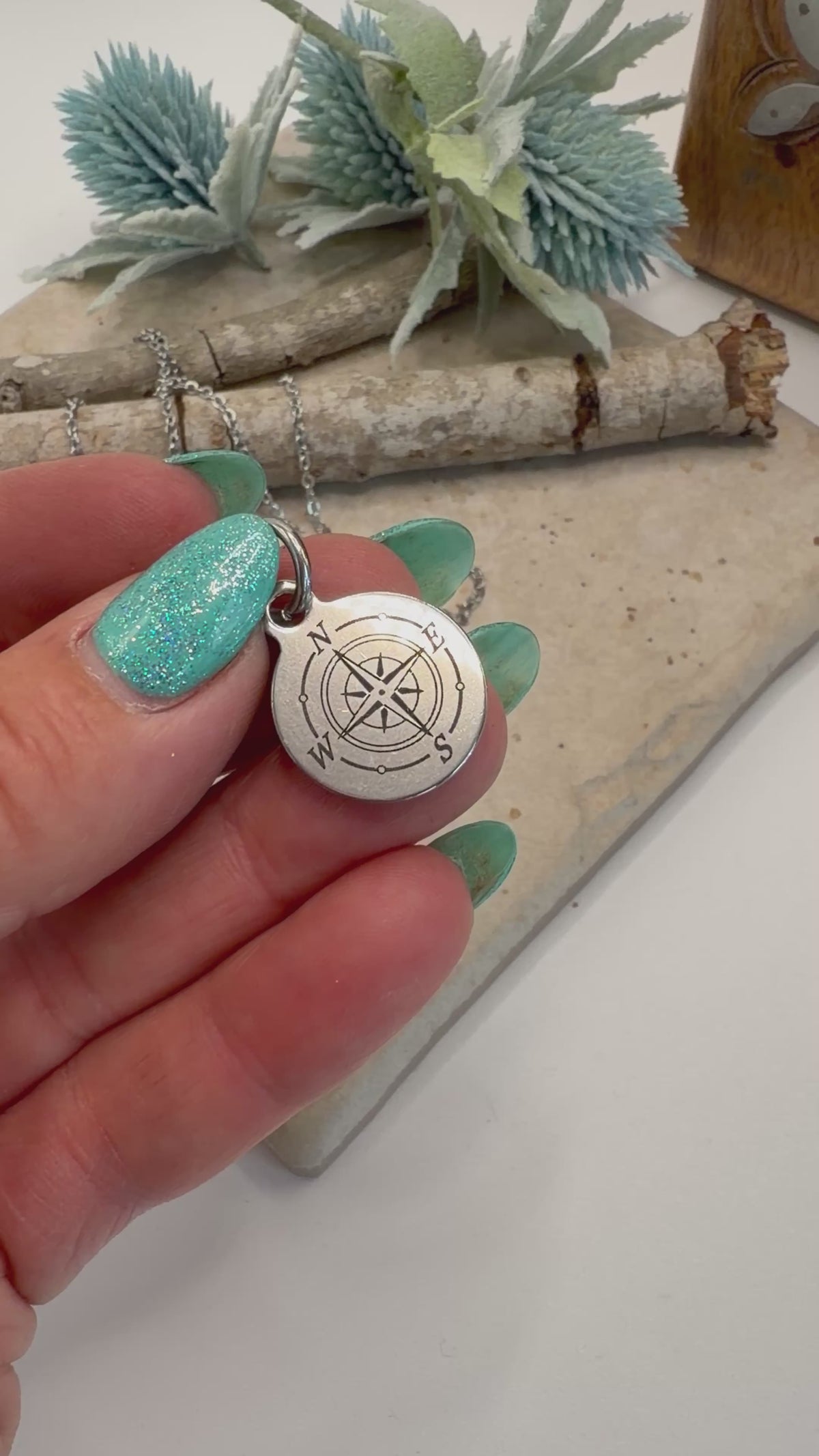 Spirit Lala: Nautical Stainless Circle Charm Pendant Necklace