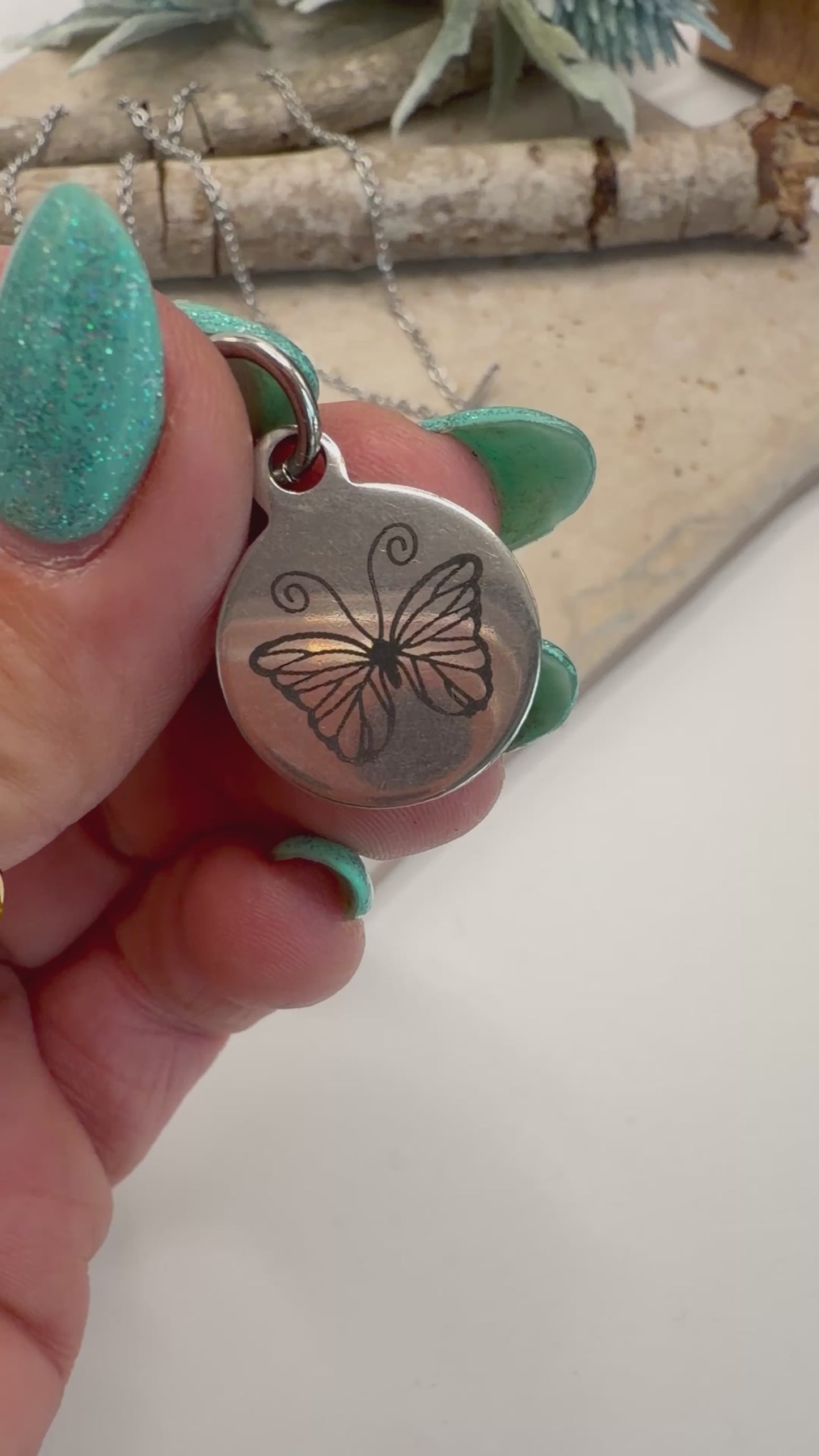 Spirit Lala: Plant & Insect Stainless Circle Charm Pendant Necklace