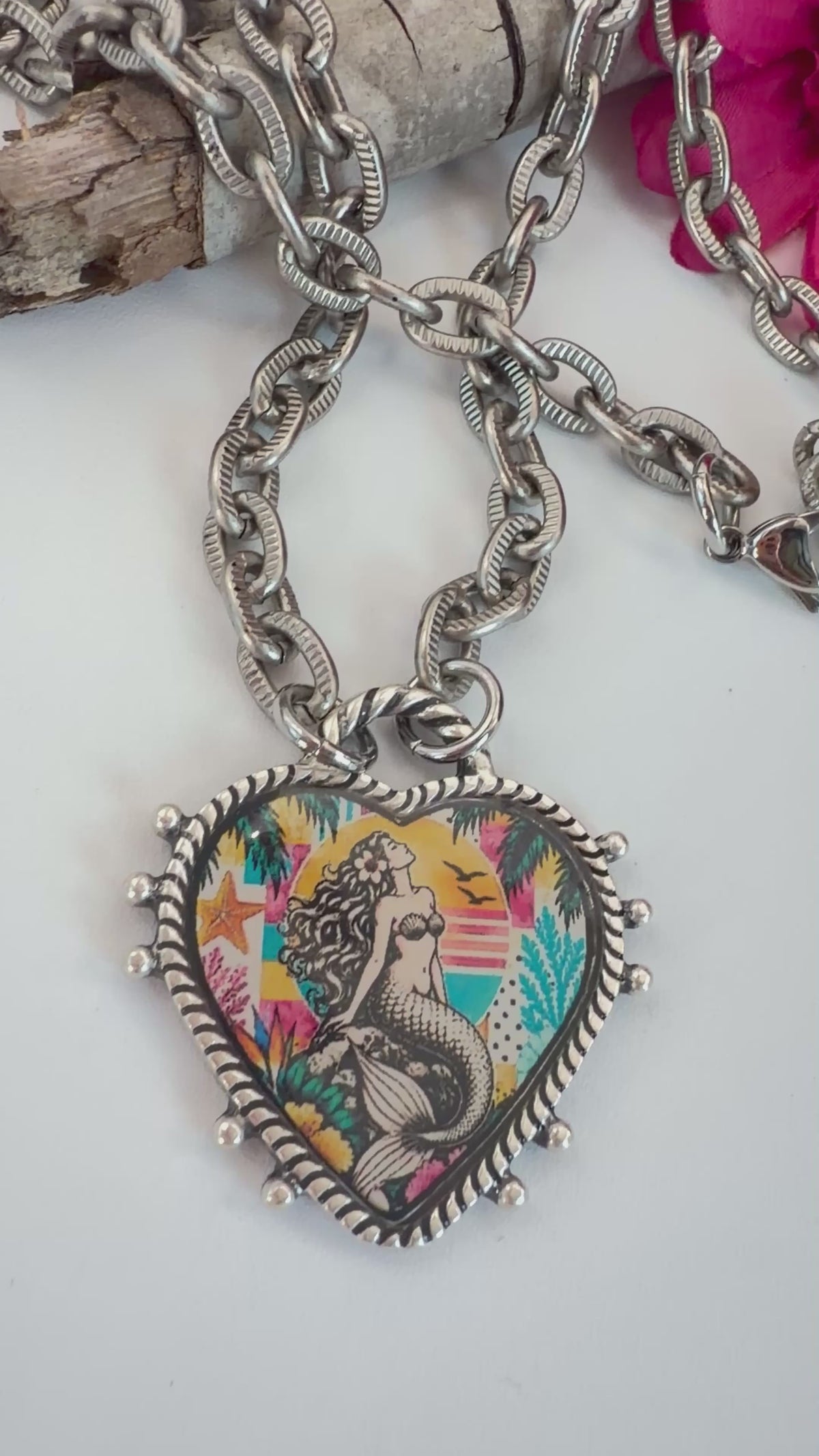 Spirit Lala: Nautical Mermaid Heart Organic Necklace