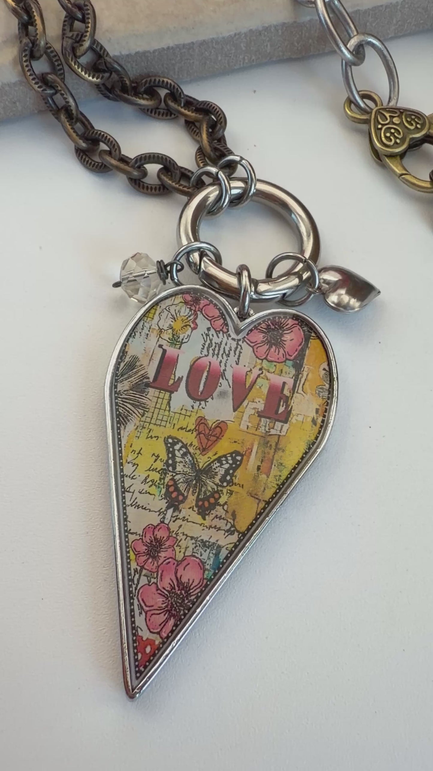 Spirit Lala: Love Pop Art Heart Open Circle Crystal Chain Necklace
