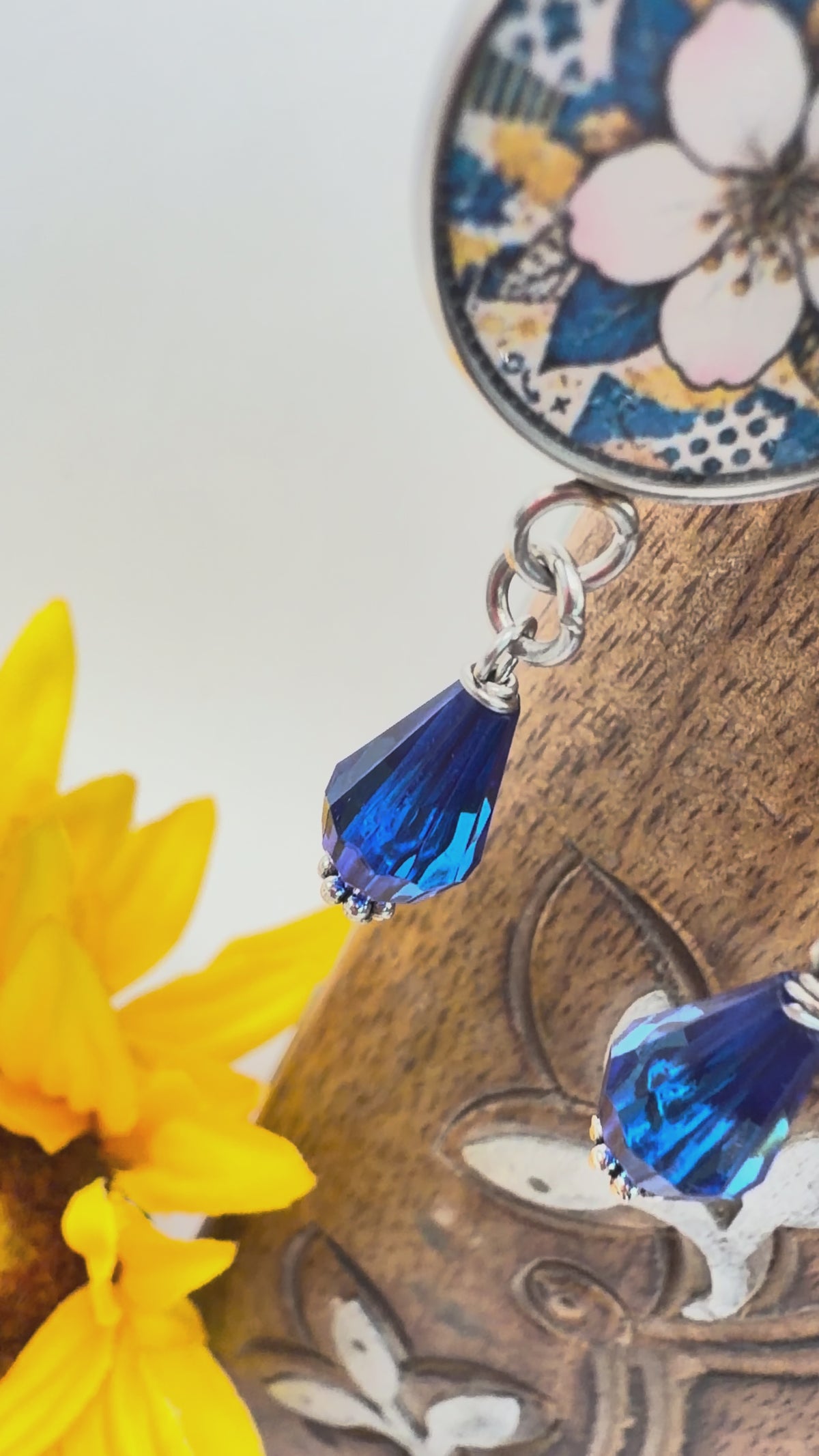 Spirit Lala: Floral Magnolia Circle Bead Drop Earrings