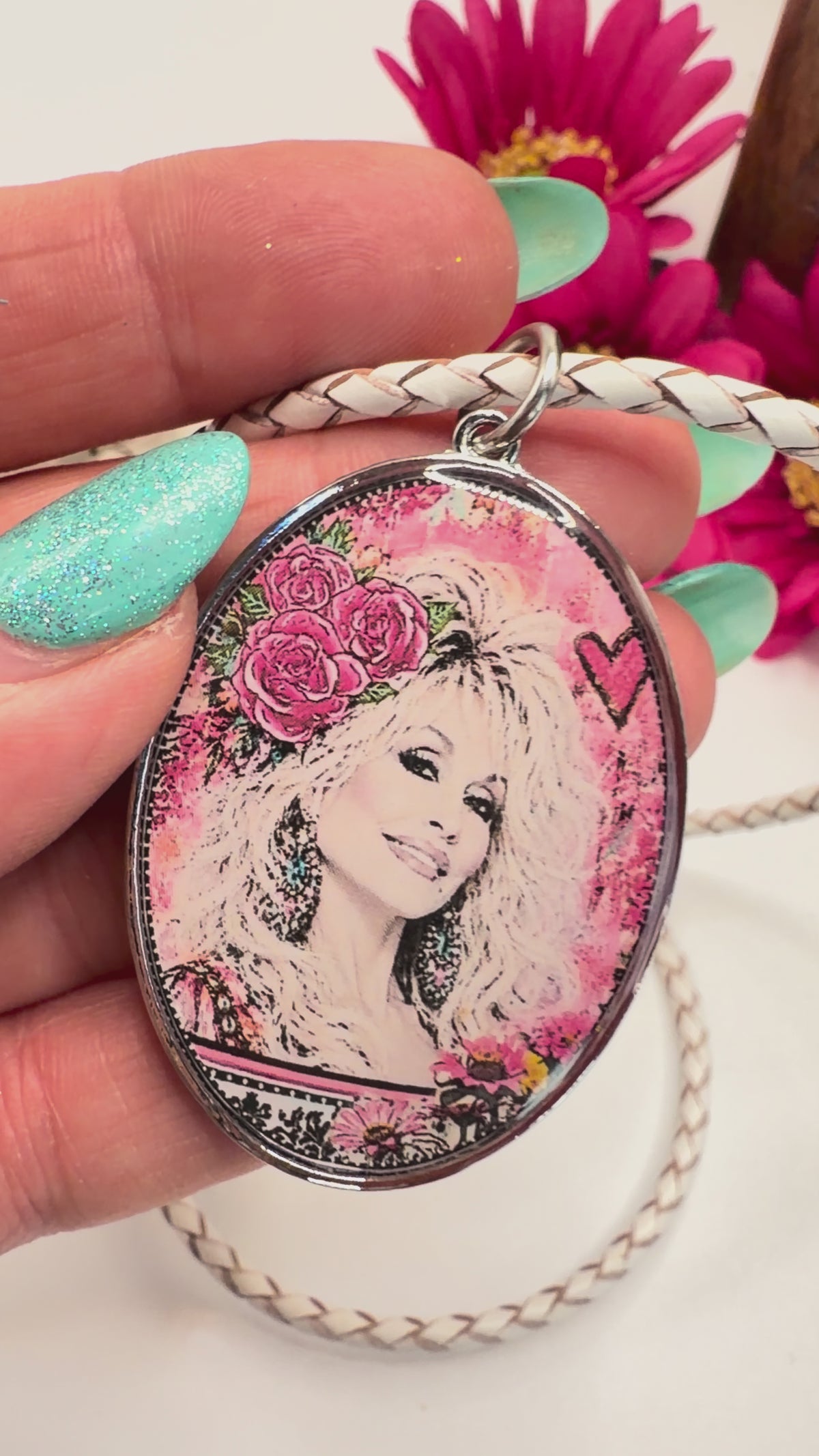 Dolly Pink Extra Large Oval Pendant Necklace