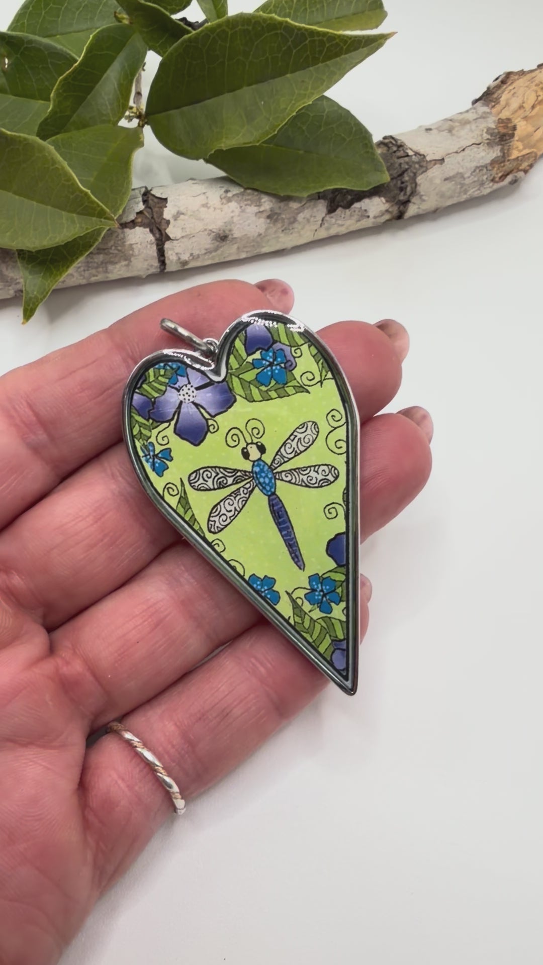 Spirit Lala: Large Dragonfly Heart Pendant Necklace