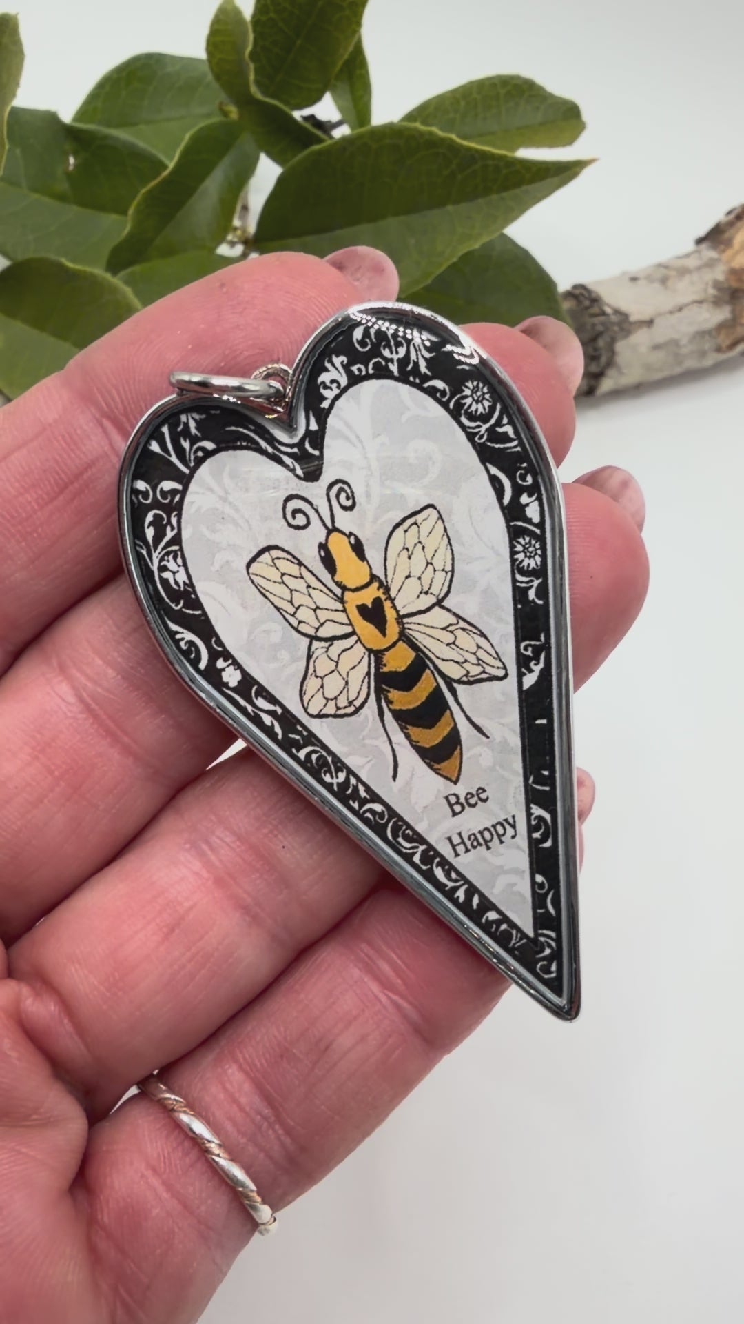 Spirit Lala: Large Bee Heart Pendant Necklace