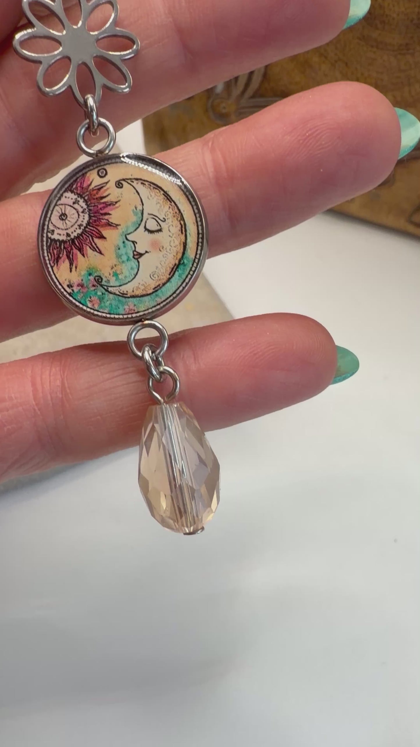 Spirit Lala: Sun Moon Pop Art Charm Drop Earrings