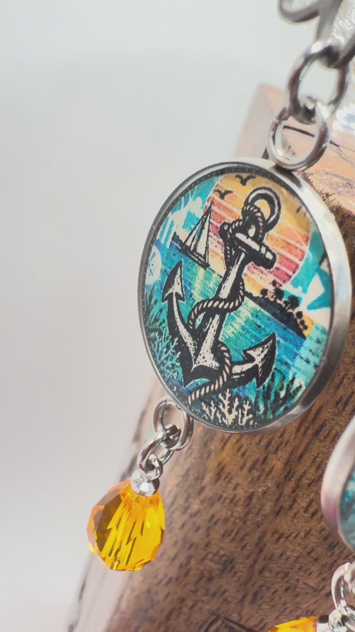Spirit Lala: Nautical Anchor Circle Bead Drop Earrings