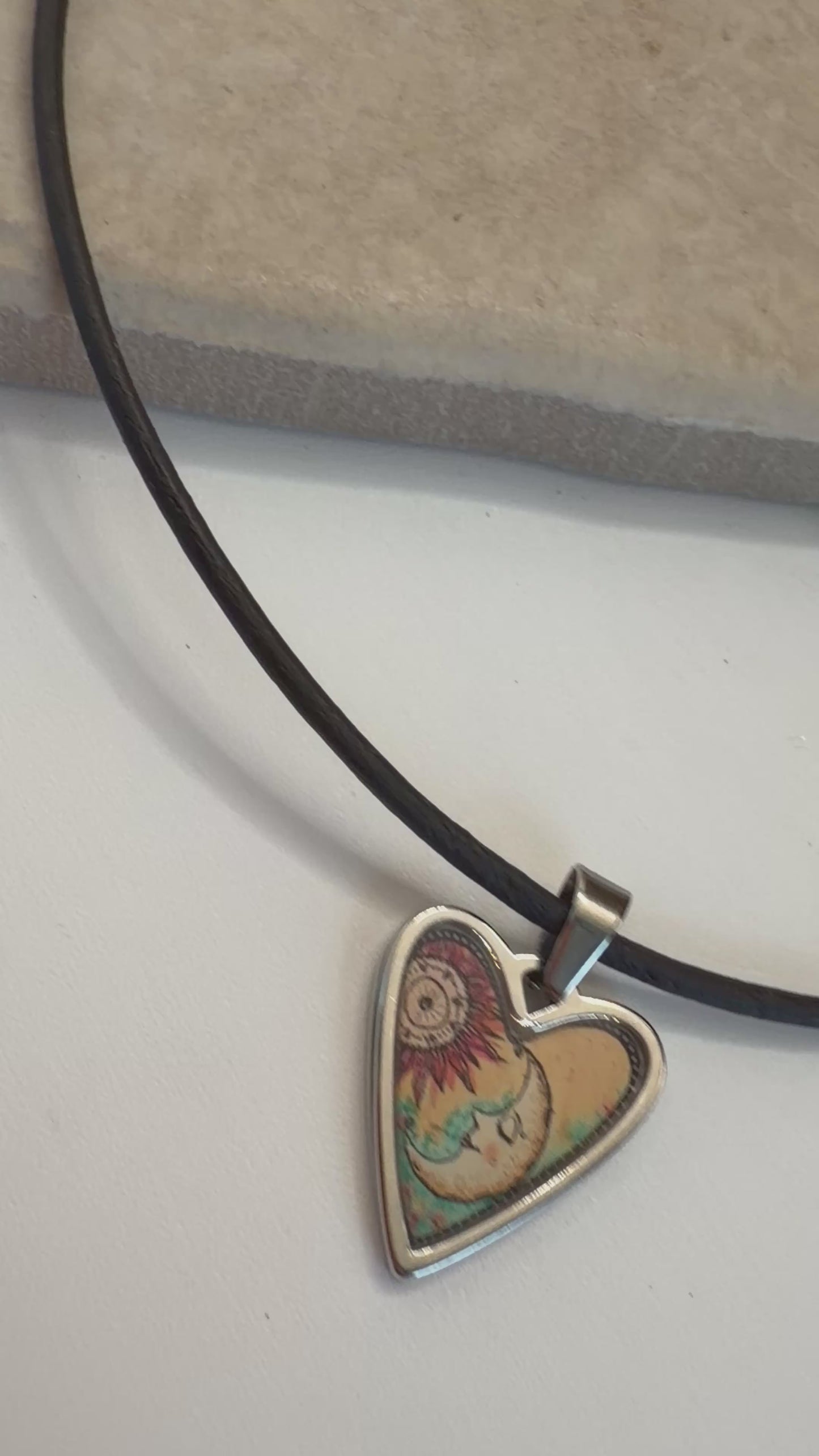 Spirit Lala: Sun Moon Pop Art Heart Choker Leather Necklace