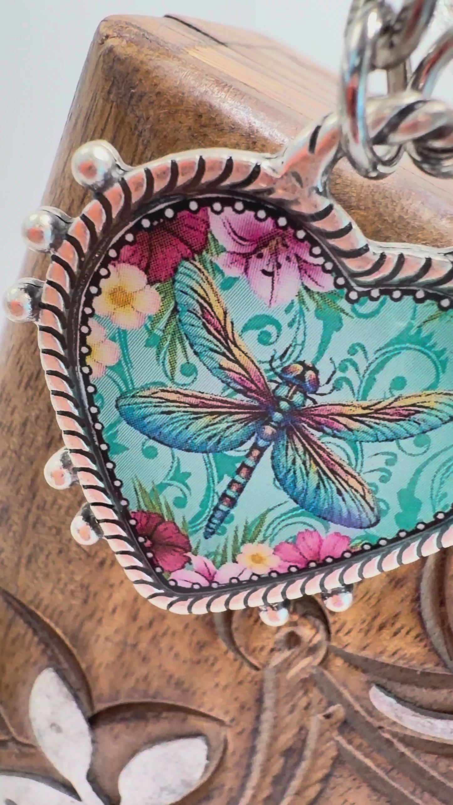 Spirit Lala: Heart Blue Dragonfly Organic Necklace