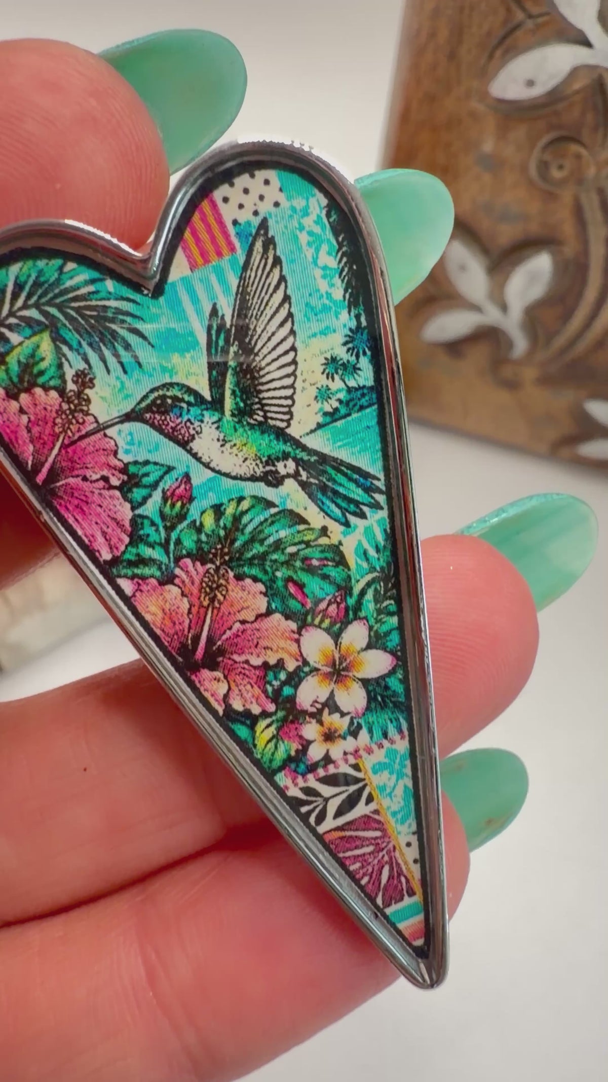 Spirit Lala: Pop Art Hummingbird Heart Adjustable Ring