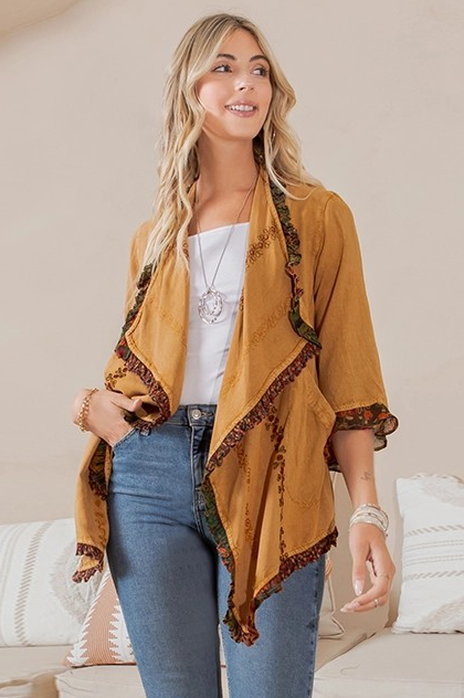 Bohemian Elegance Kimono in Camel