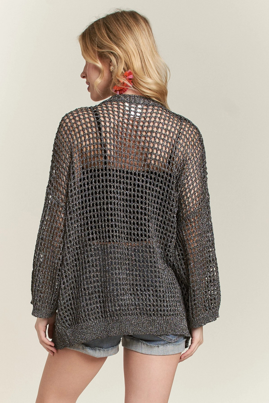 Final Sale The Claire Crochet Cardigan in Black