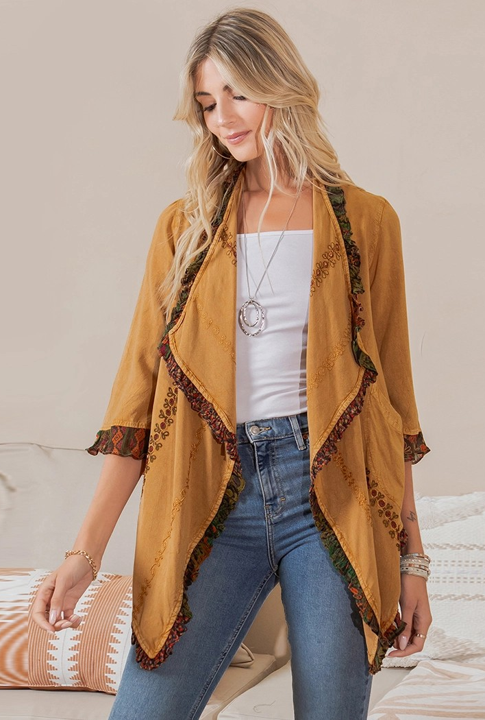 Bohemian Elegance Kimono in Camel