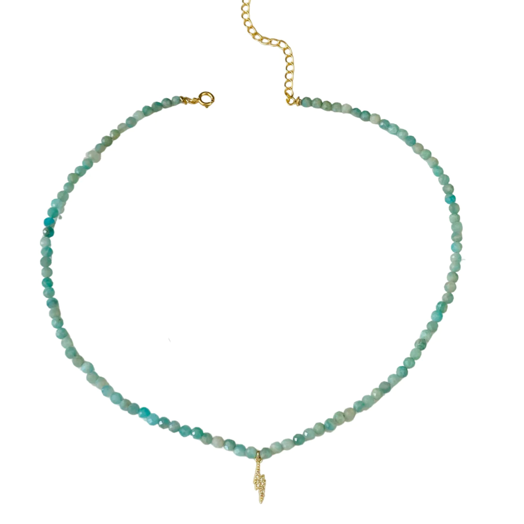 Load image into Gallery viewer, The Sally Stone Lightning Choker in Amazonite - SpiritedBoutiques Boho Hippie Boutique Style Necklace, Modern Opus

