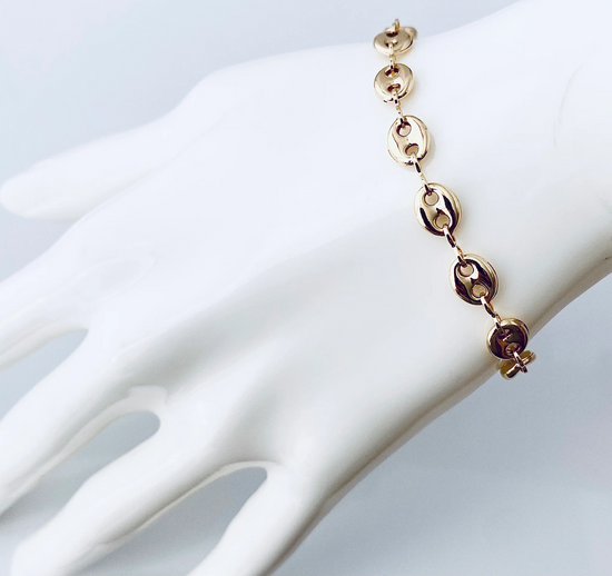 The Pam Puff Link Bracelet in Gold - SpiritedBoutiques Boho Hippie Boutique Style Bracelet, Modern Opus