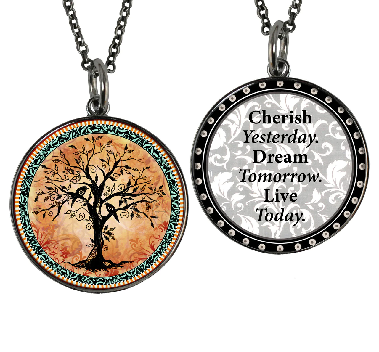 Spirit Lala: Orange Tree of Life Crochet Necklace