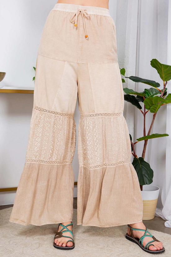 Patchwork Delight Pants in Latte