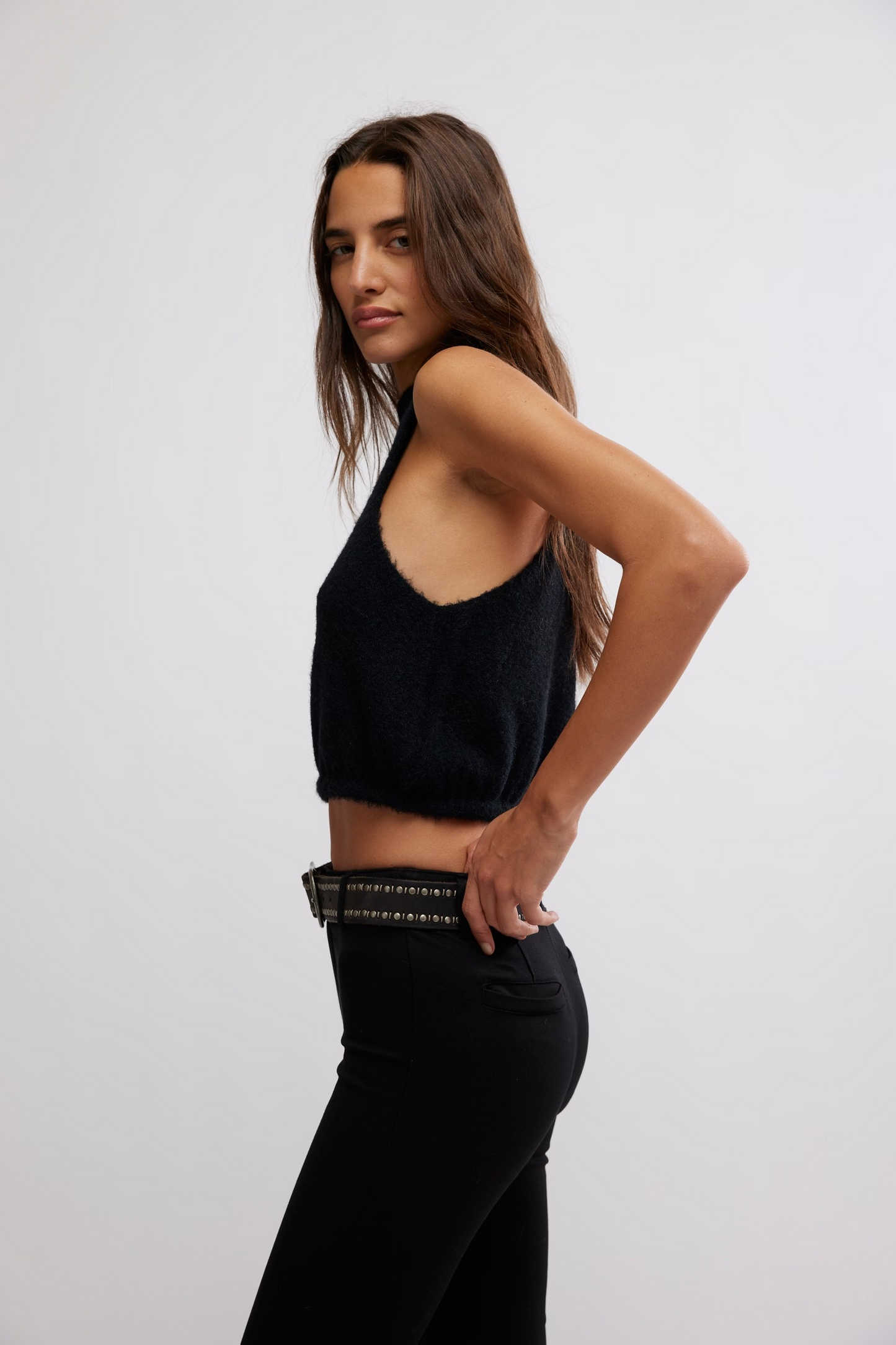 Free People - Warm Fluff Crop Top in Black