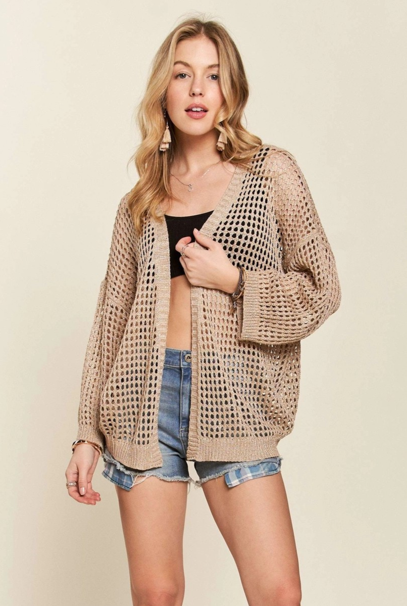 Final Sale The Claire Crochet Cardigan in Beige