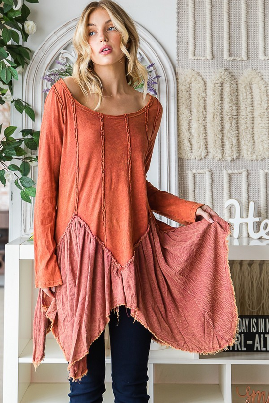 Halle Hem Tunic in Brick