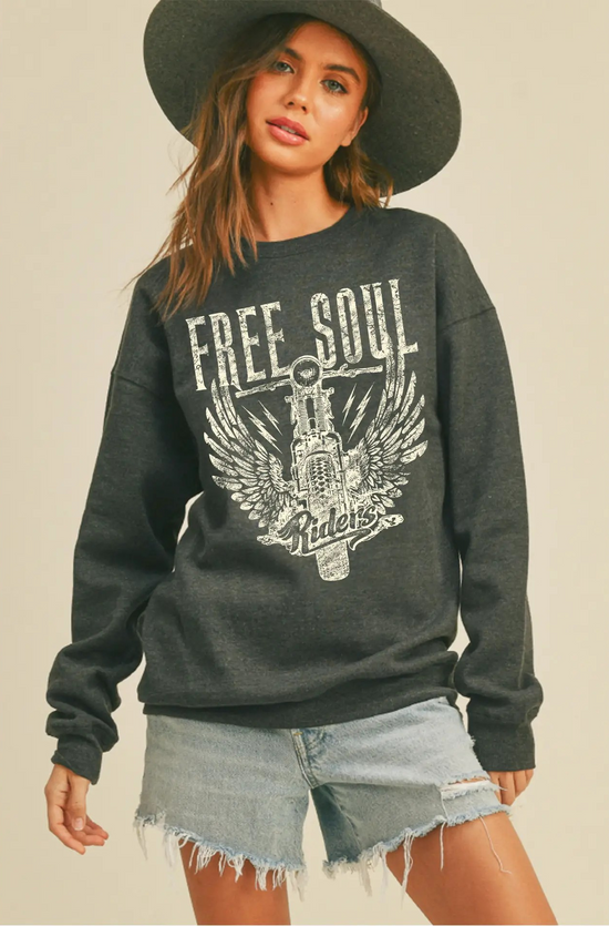 Free Soul Riders Graphic Sweatshirt in Black