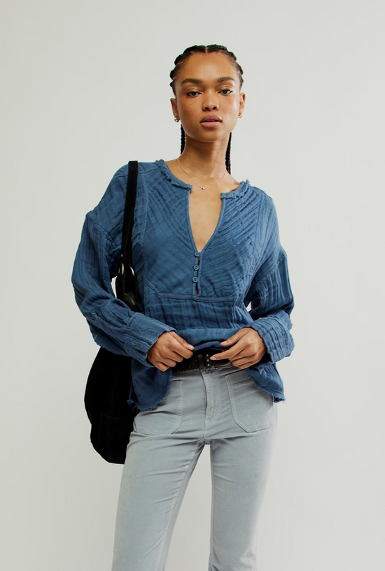 Free People - Easy Sunday Top in Dark Denim