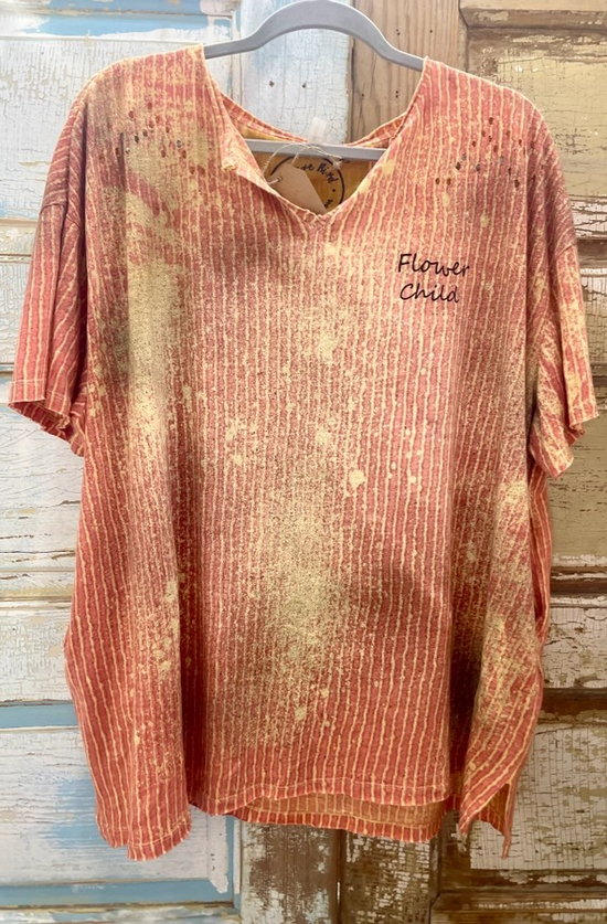 Flower Child Distressed Tee in Multi