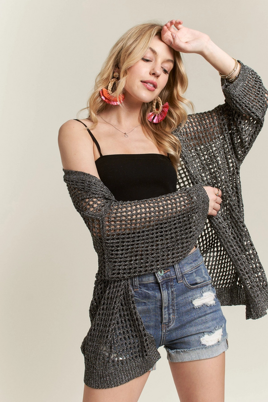 Final Sale The Claire Crochet Cardigan in Black